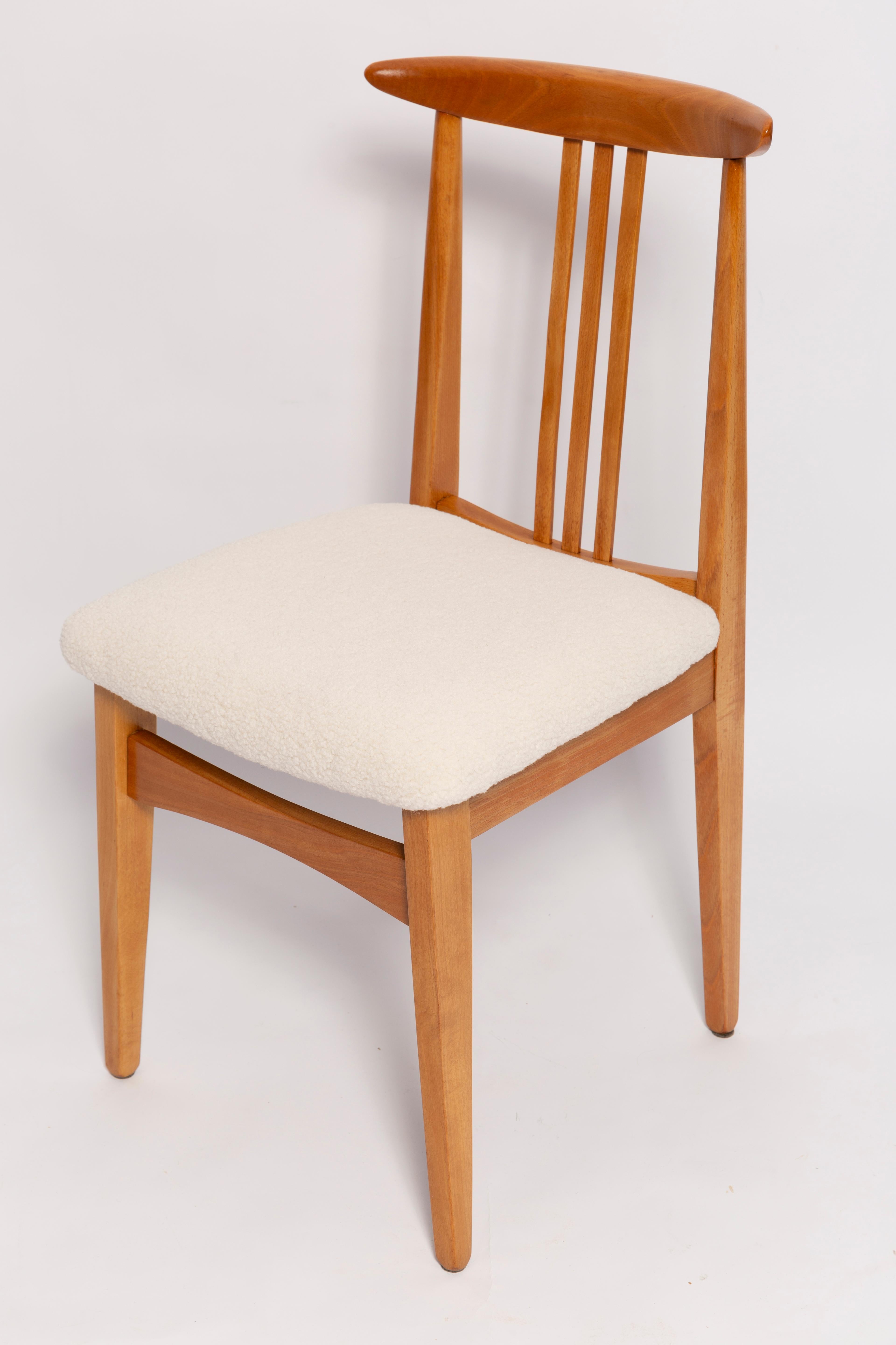 Mid-Century Modern Set of Ten Mid-Century Cream Ivory Boucle Chairs, by M. Zielinski, Europe, 1960s For Sale