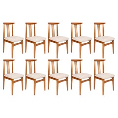 Set of Ten Mid-Century Cream Ivory Boucle Chairs, by M. Zielinski, Europe, 1960s