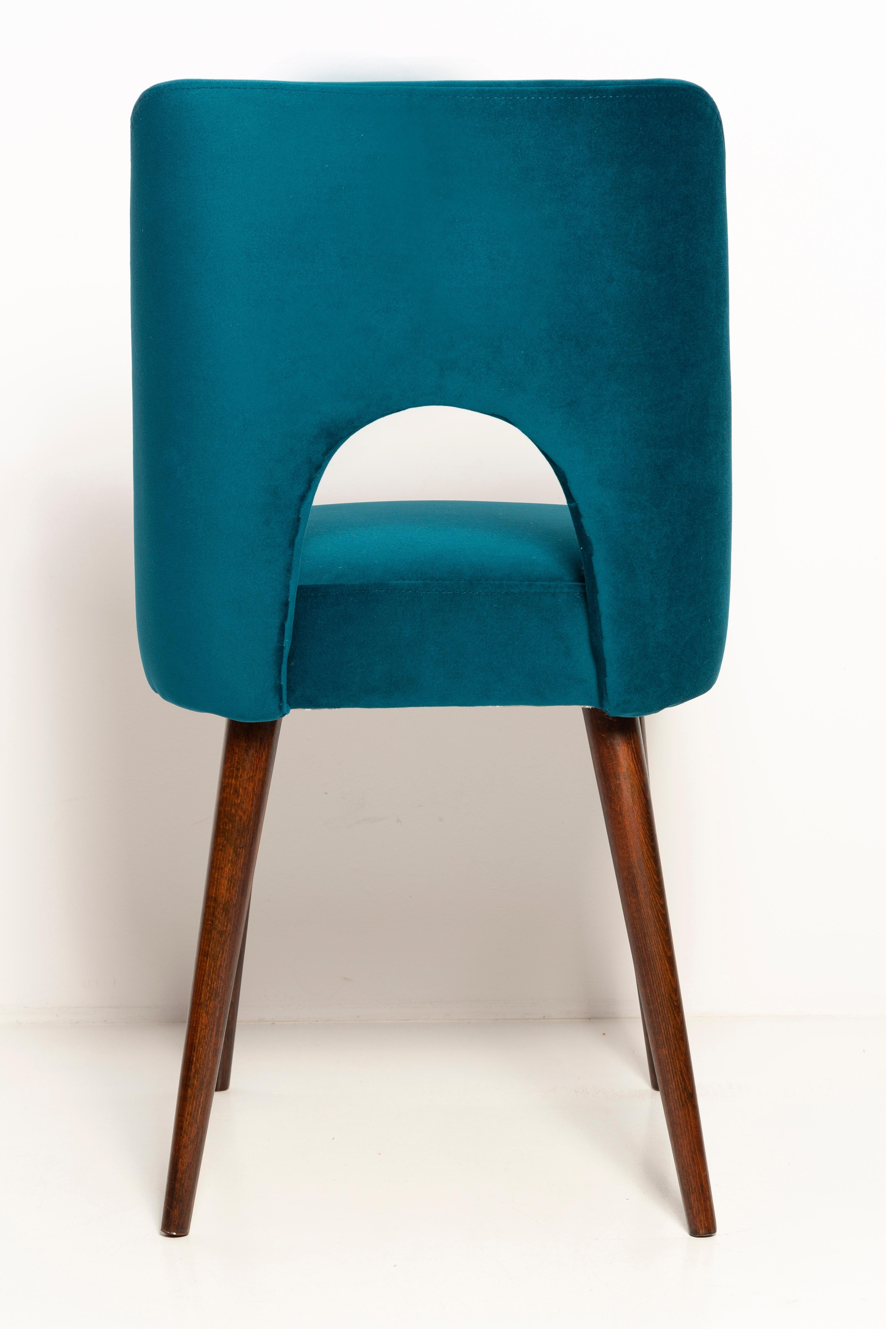 20th Century Set of Ten Mid Century Emerald Green Velvet 'Shell' Chairs, Europe, 1960s For Sale