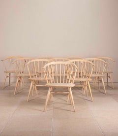 Set of Ten Mid-Century Ercol Cowhorn Chairs