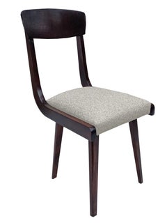 Set of Ten Mid Century Gazelle Beige Velvet Dark Wood Chairs, Europe, 1960s