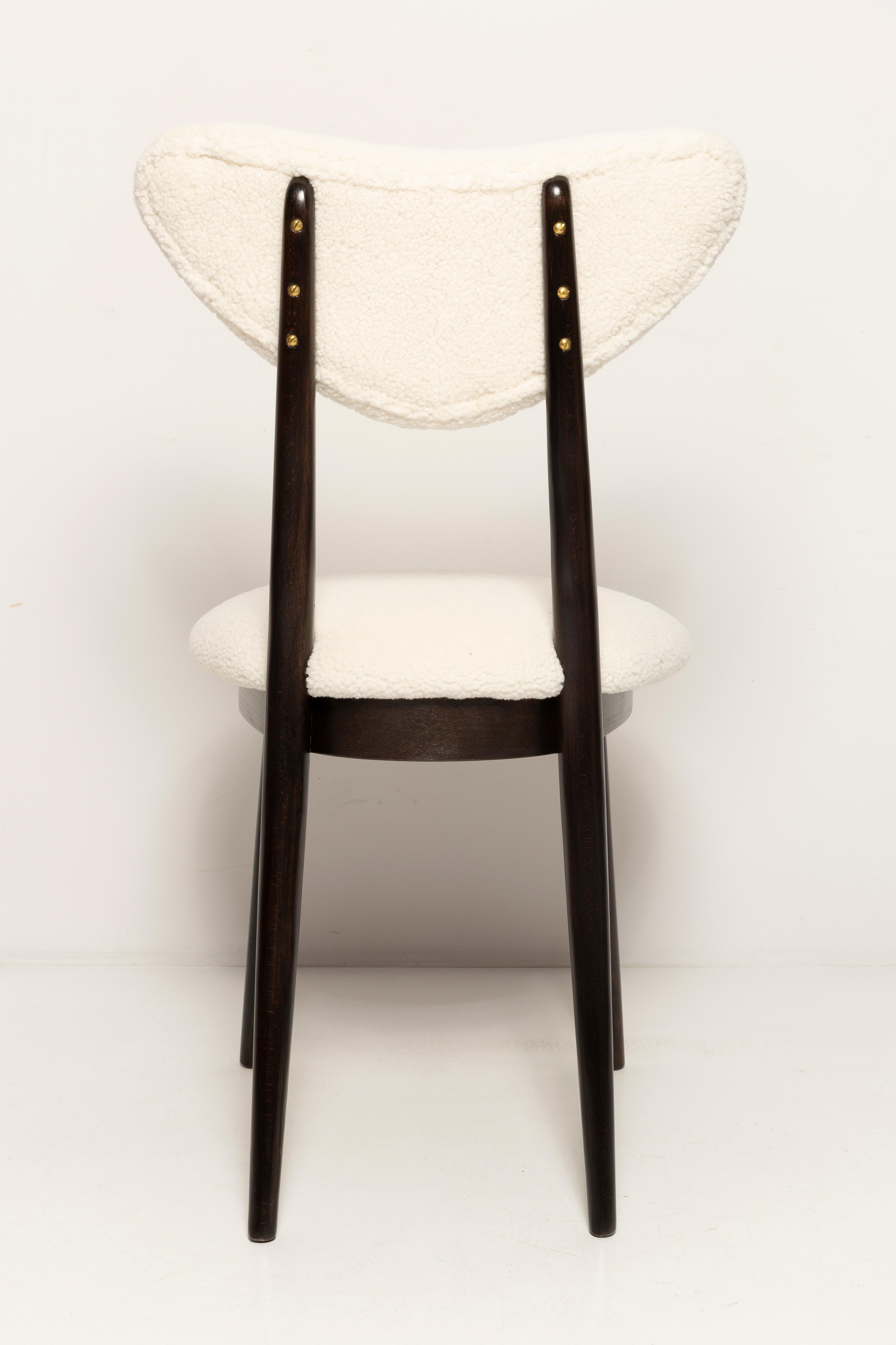 Velvet Set of Ten Midcentury Light Bouclé Heart Chairs, Europe, 1960s For Sale