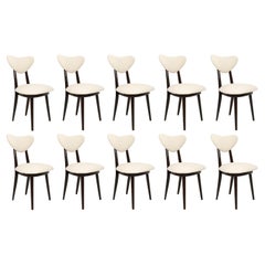 Set of Ten Midcentury Light Bouclé Heart Chairs, Europe, 1960s