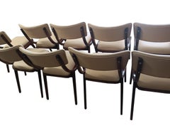 Set di dieci sedie Bumerang del Mid Century Modern, pelle chiara, Polonia, 1960