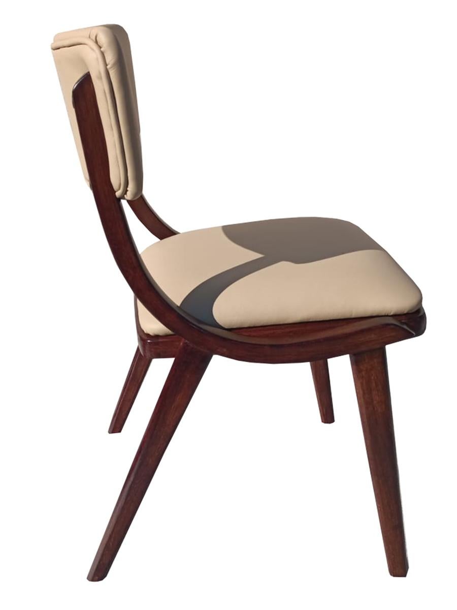 Mid-Century Modern Set of Ten Mid Century Modern Bumerang Chairs, Light Creme Leather, Poland, 1960 For Sale