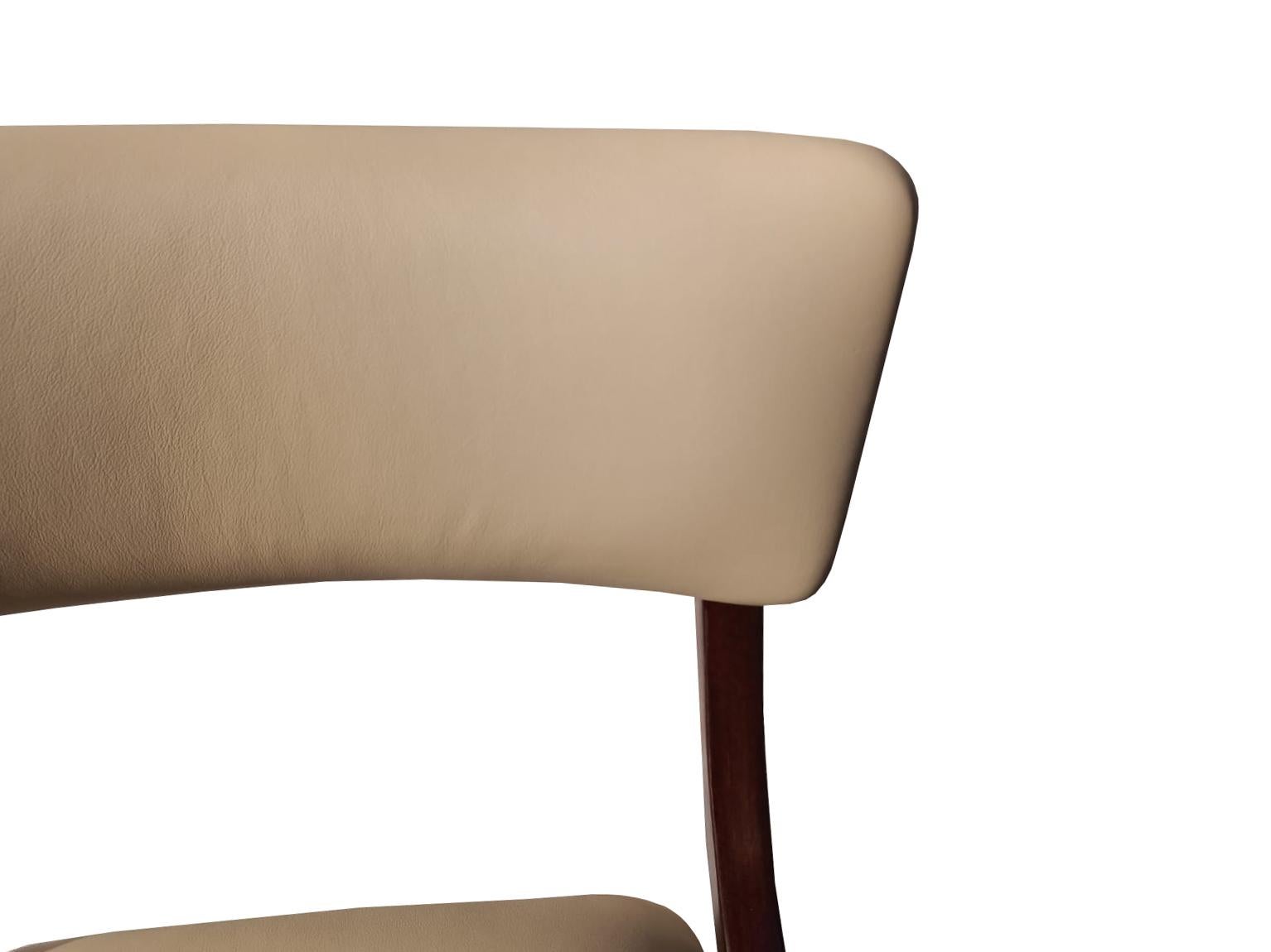 Set of Ten Mid Century Modern Bumerang Chairs, Light Creme Leather, Poland, 1960 For Sale 1