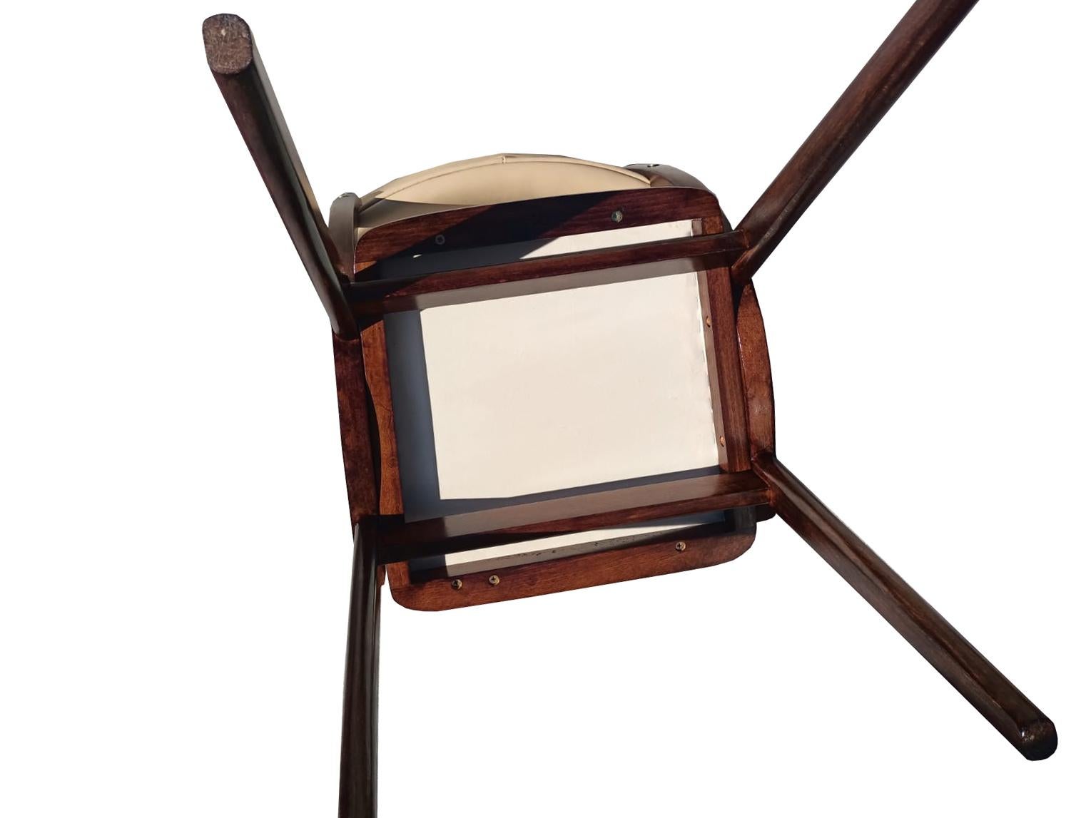 Set of Ten Mid Century Modern Bumerang Chairs, Light Creme Leather, Poland, 1960 For Sale 2