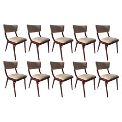 Set di dieci sedie Bumerang del Mid Century Modern, pelle chiara, Polonia, 1960