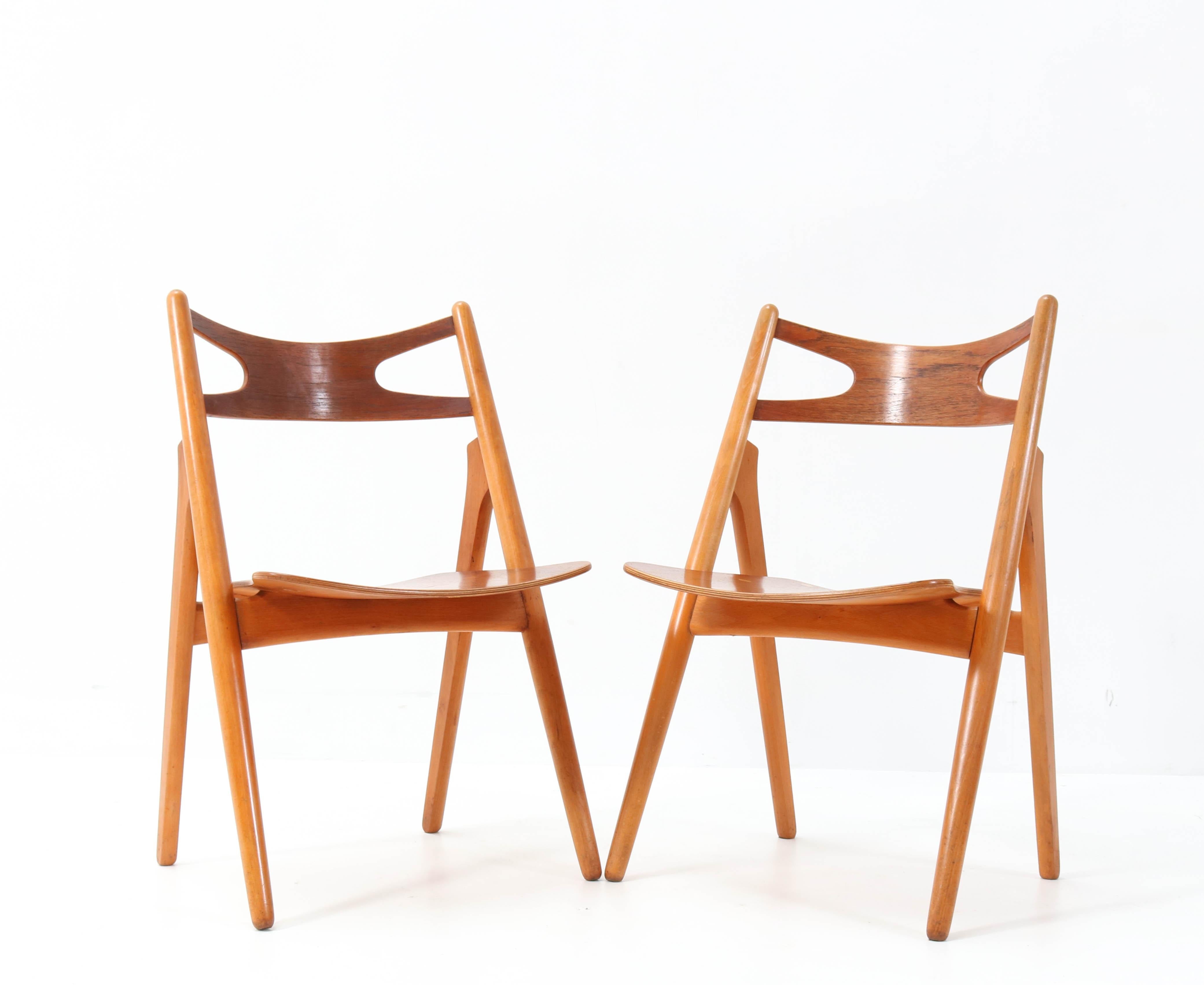 Mid-20th Century Set of Ten Mid-Century Modern Sawbuck Ch-29 Chairs by Hans J. Wegner, 1950s