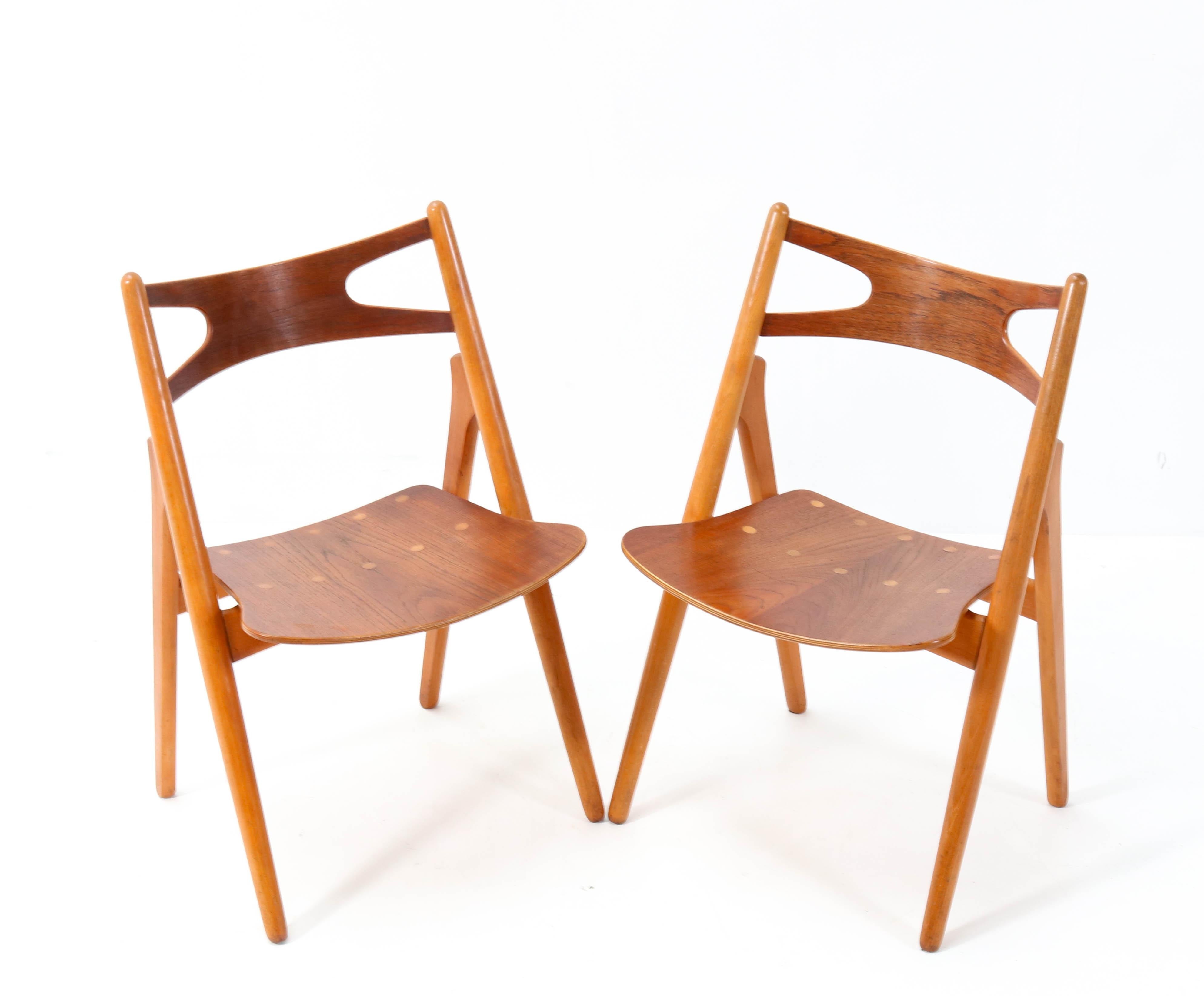 Beech Set of Ten Mid-Century Modern Sawbuck Ch-29 Chairs by Hans J. Wegner, 1950s