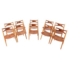 Ensemble de dix chaises Ch-29 Sawbuck de style moderne du milieu du siècle dernier par Hans J. Wegner, années 1950