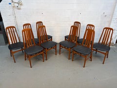 Set of Ten Mid-Century Modern Slat-Back Dining Room Chairs