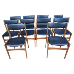 Set of Ten Mid Century Modern Teak Dining Chairs by Erik Buch