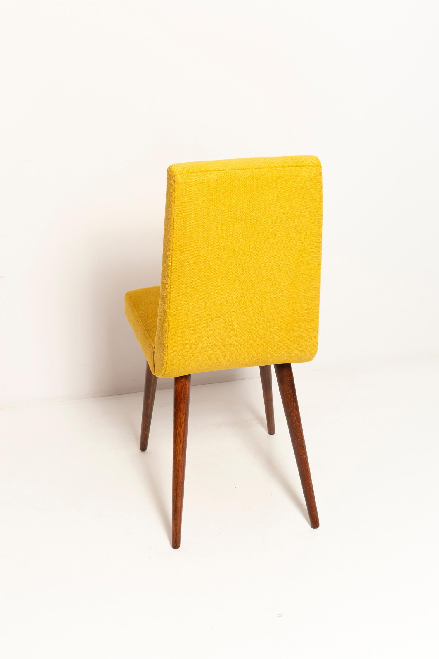 Set of Ten Midcentury Mustard Yellow Wool Chairs, Rajmund Halas Europe, 1960s For Sale 3