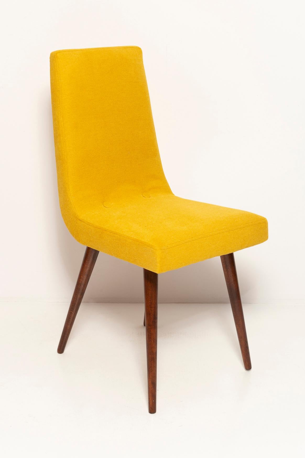 20th Century Set of Ten Midcentury Mustard Yellow Wool Chairs, Rajmund Halas Europe, 1960s For Sale