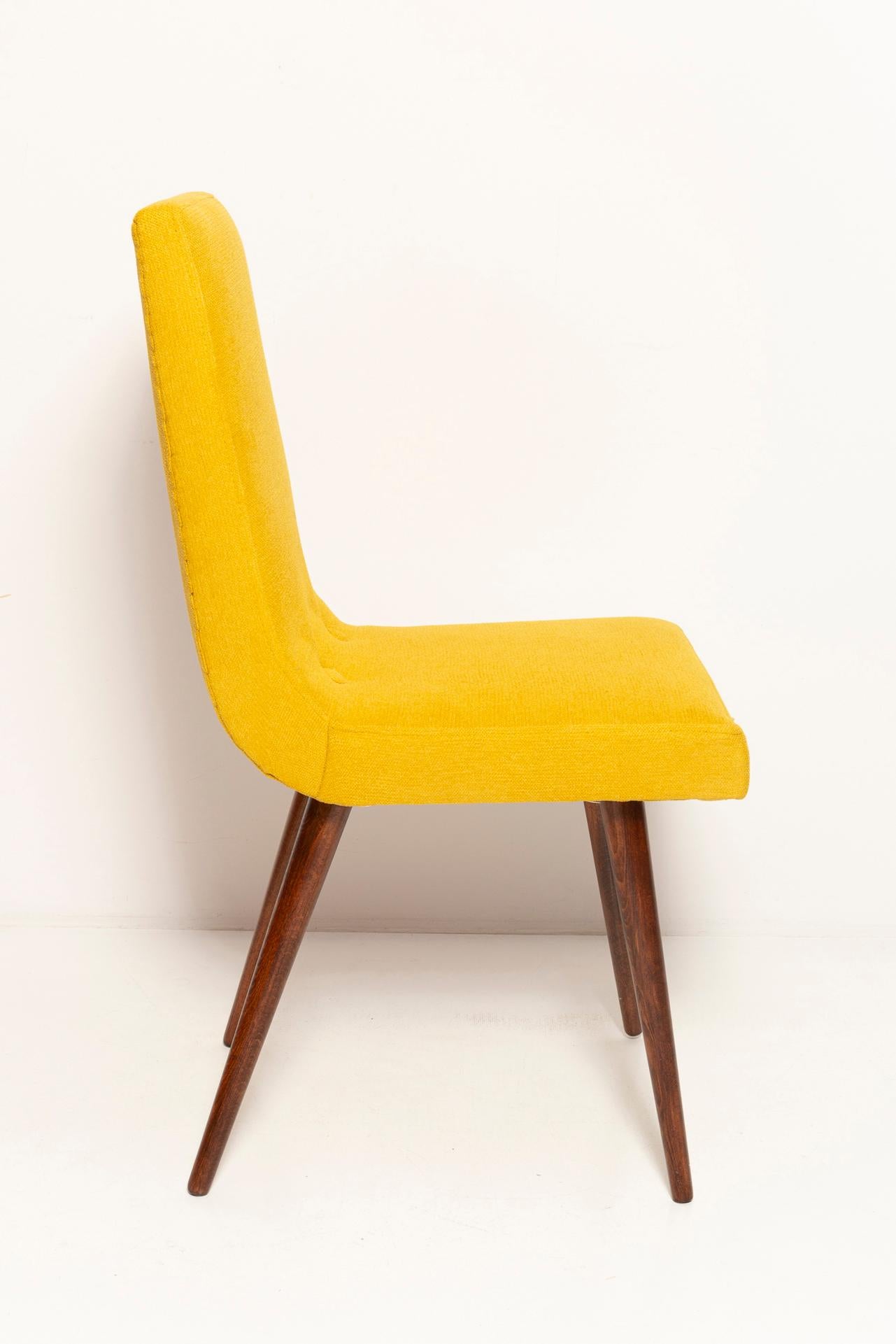 Textile Set of Ten Midcentury Mustard Yellow Wool Chairs, Rajmund Halas Europe, 1960s For Sale
