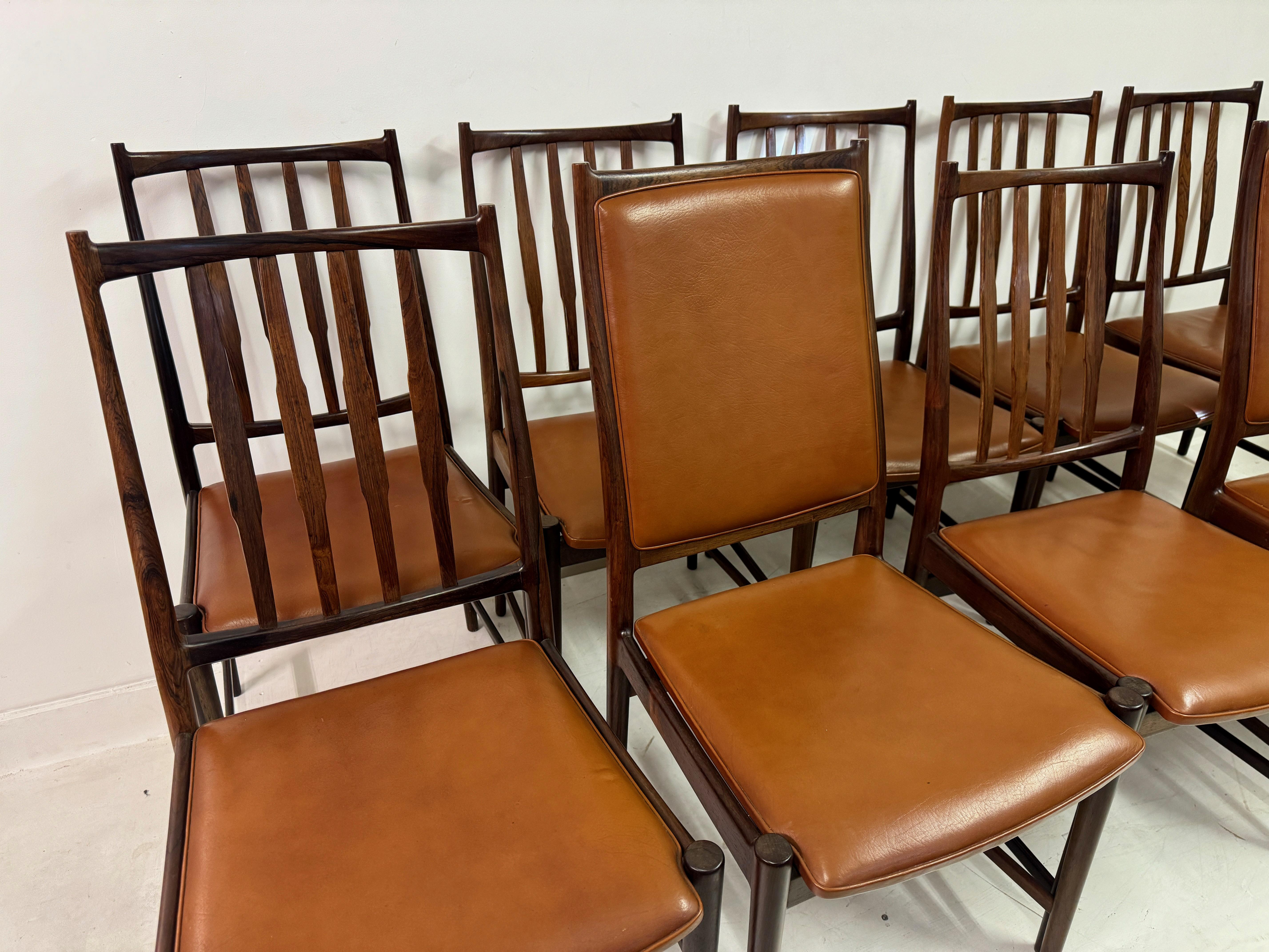 Mid-Century Modern Ensemble de dix chaises de salle à manger scandinaves du milieu du siècle par Torbjørn Afdal pour Bruksbo en vente