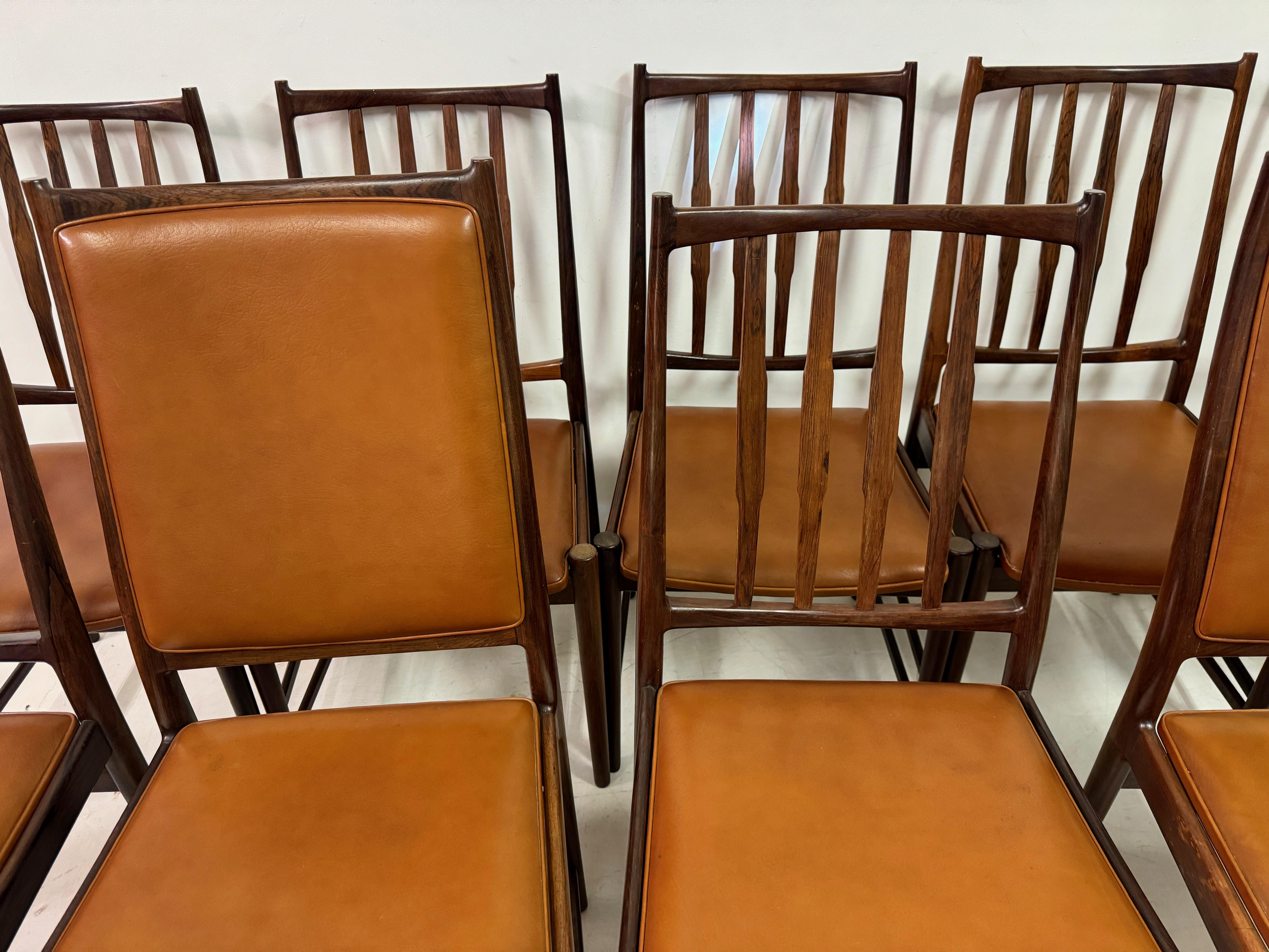 Set of Ten Mid Century Scandinavian Dining Chairs by Torbjørn Afdal for Bruksbo In Good Condition For Sale In London, London