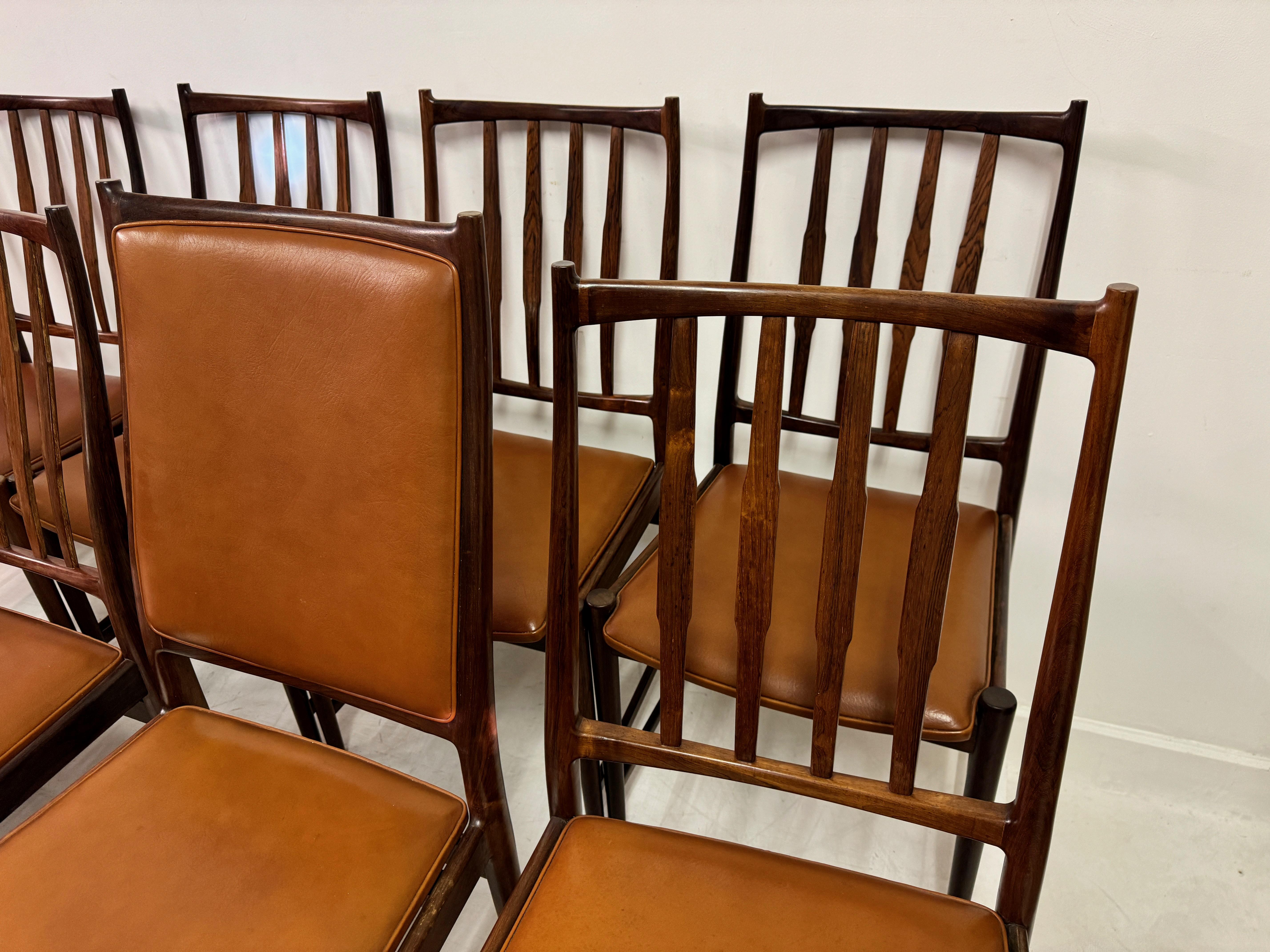 20th Century Set of Ten Mid Century Scandinavian Dining Chairs by Torbjørn Afdal for Bruksbo For Sale
