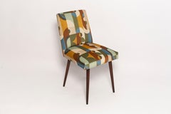 Set of Ten Mid Century Stick Chairs in Reciproque Velvet by Casamance, 1960s.