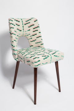 Set of Ten Mid Century Tiger Beat Jacquard Velvet Shell Chairs, Europe, 1960s
