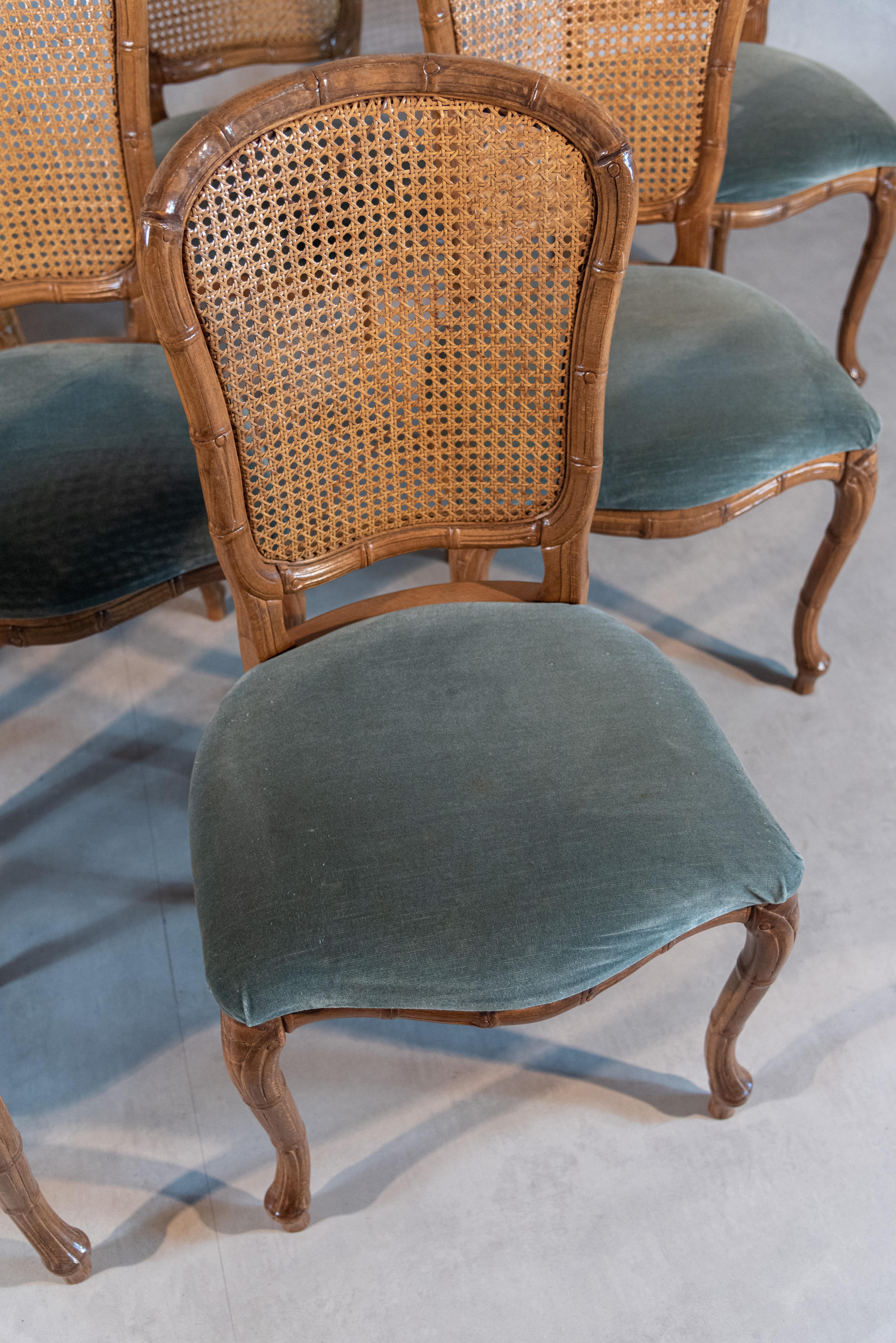 Mid-Century Modern Set of Ten Midcentury Caned Chairs