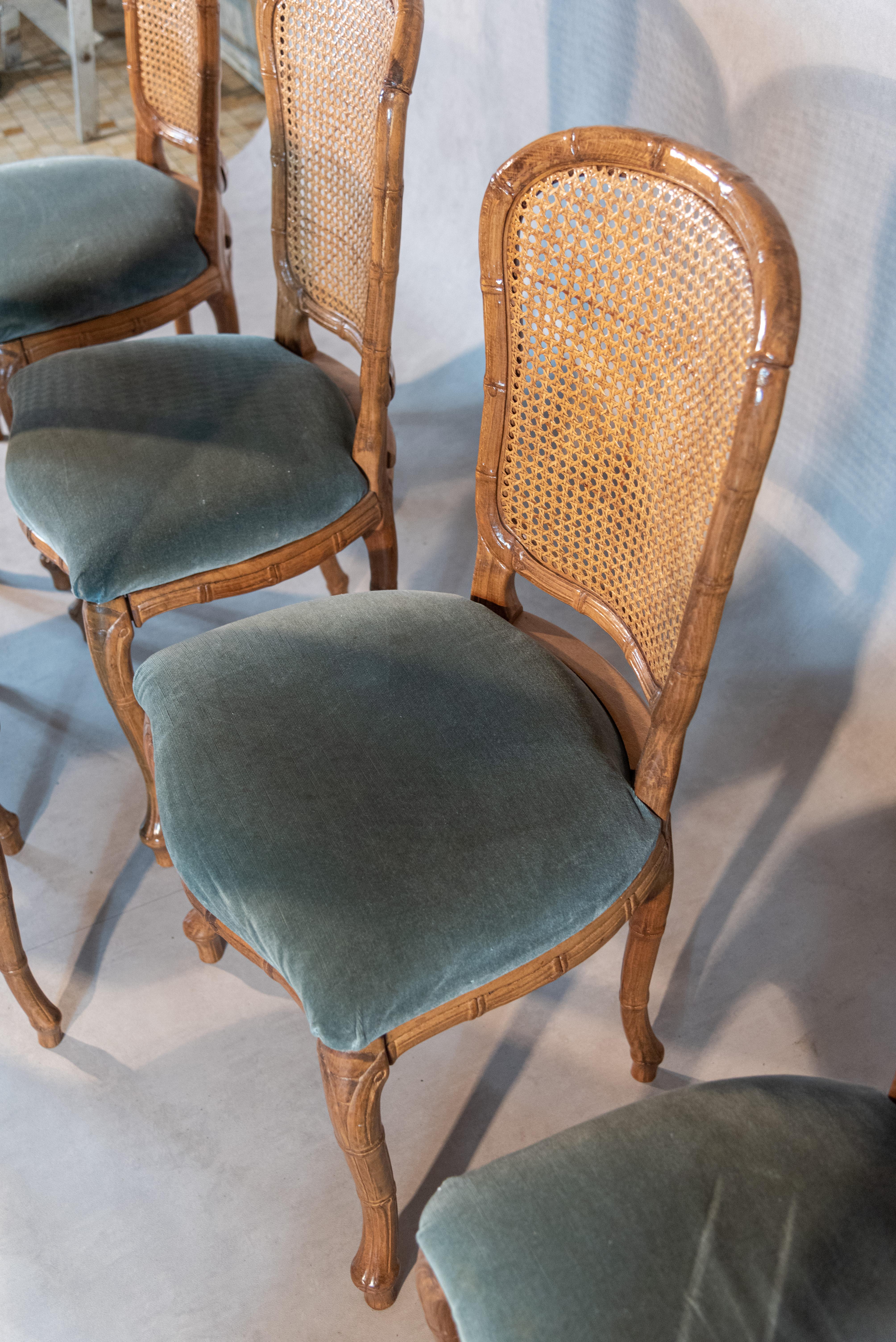 Set of Ten Midcentury Caned Chairs In Good Condition In San Antonio, TX