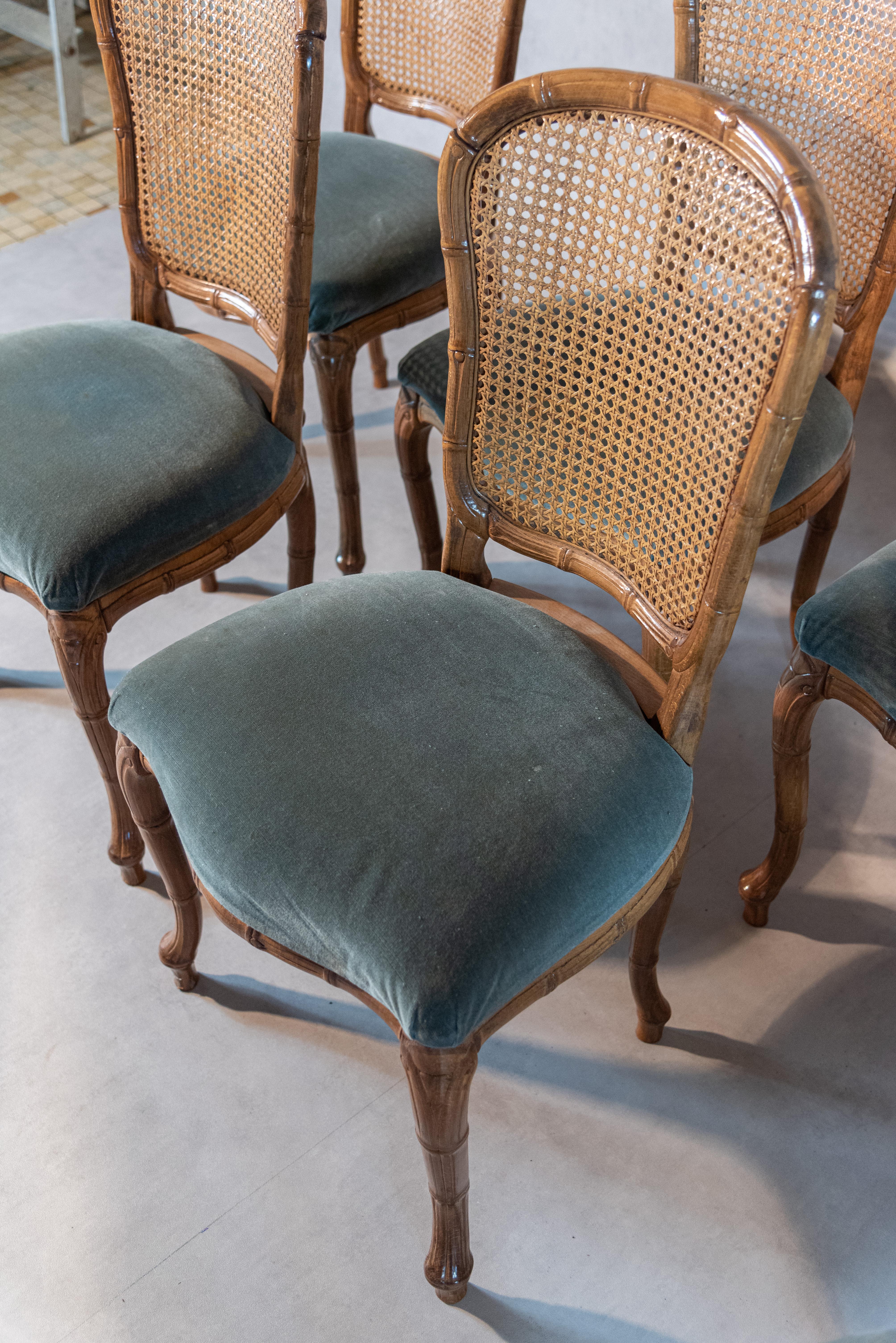 20th Century Set of Ten Midcentury Caned Chairs