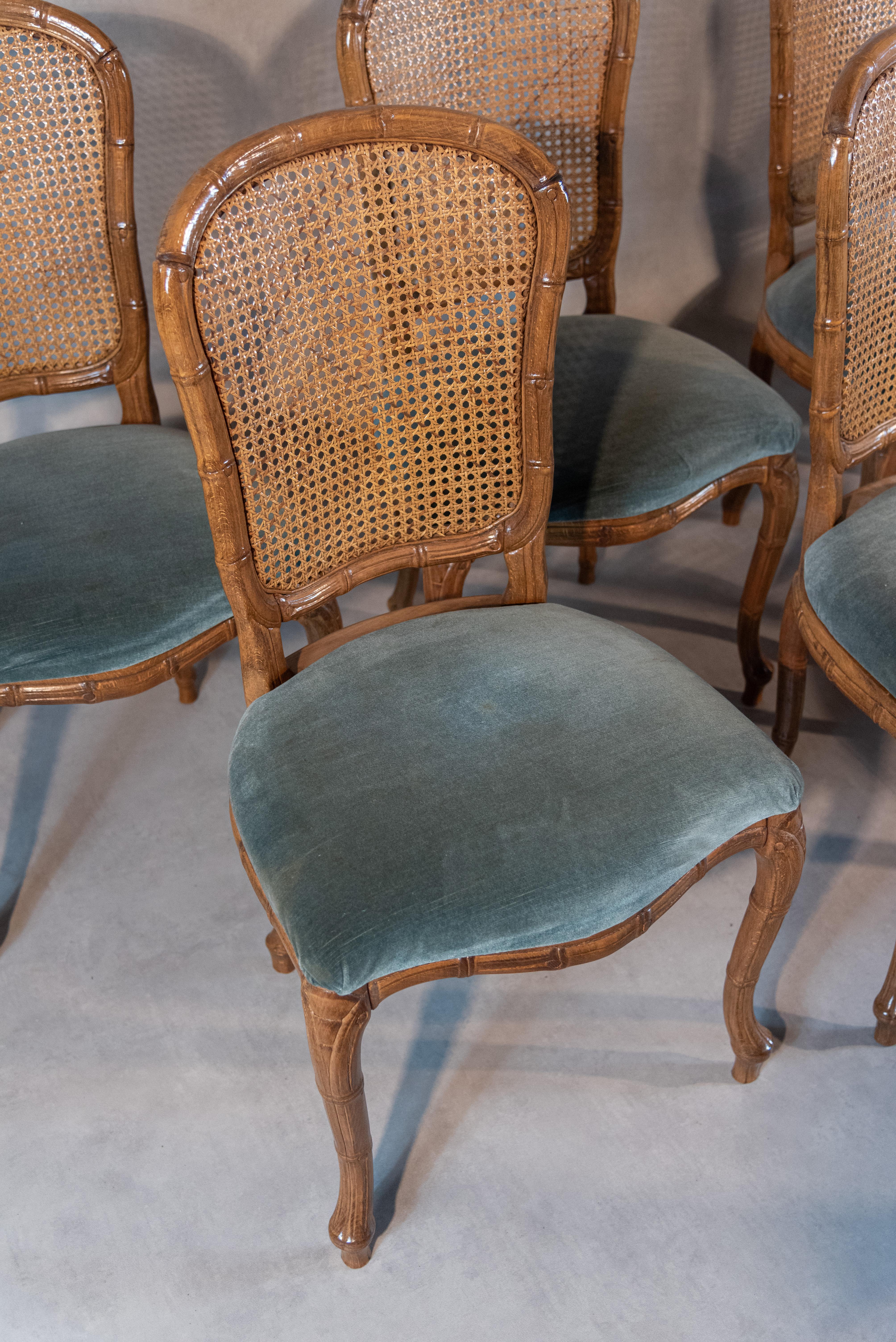 Set of Ten Midcentury Caned Chairs 1