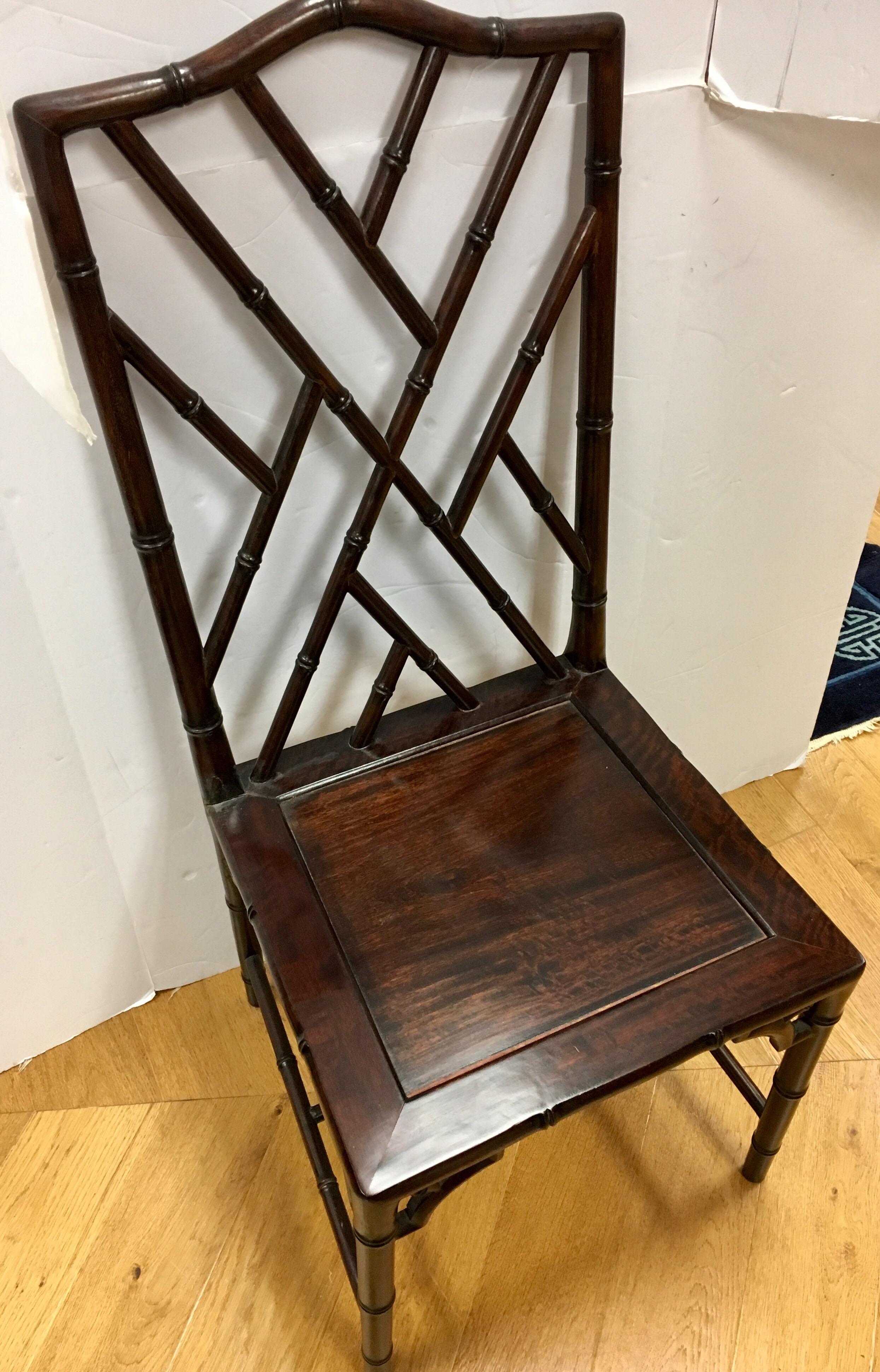 Mid-Century Modern Set of Ten Midcentury Matching Mahogany Chinese Chippendale Dining Room Chairs 