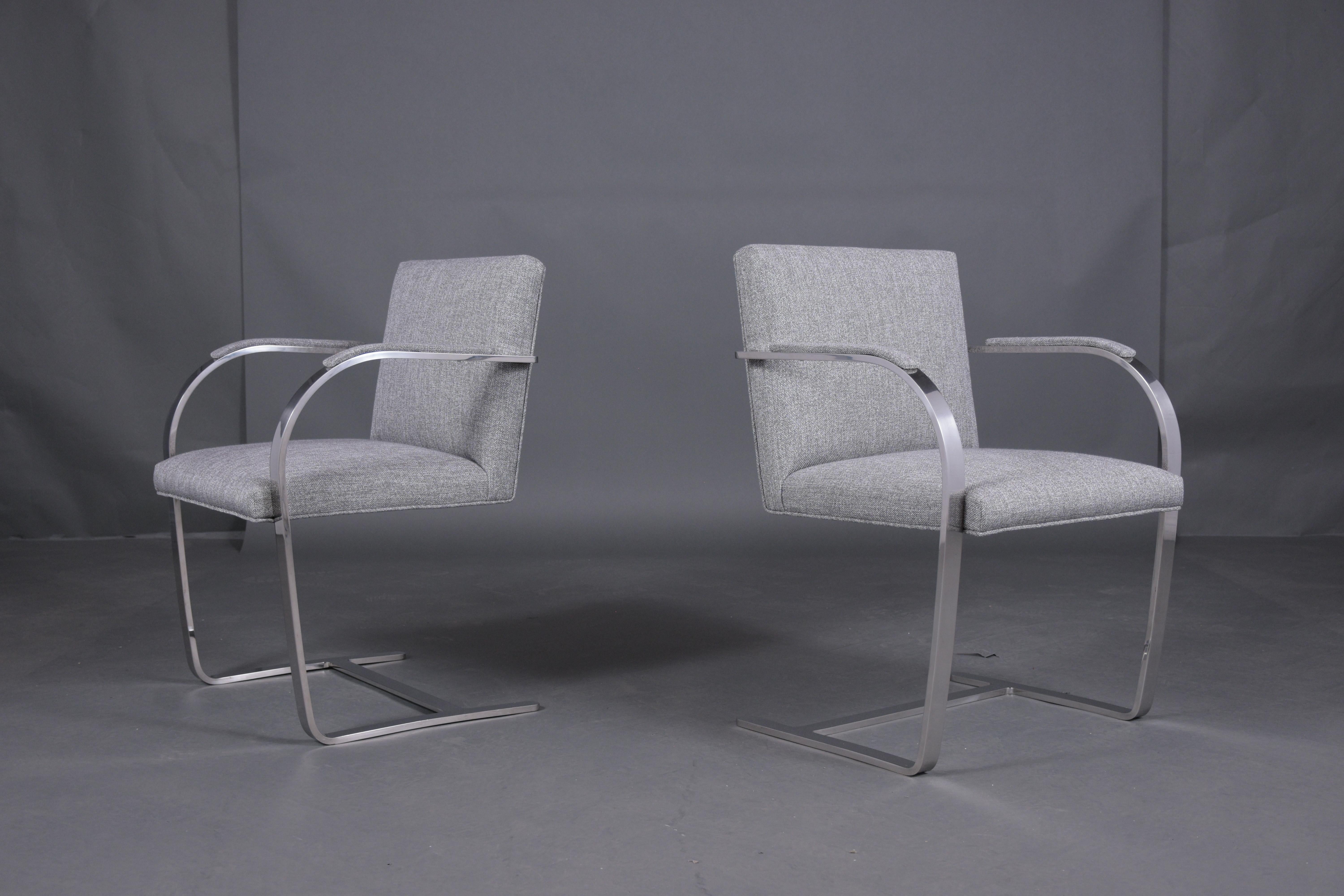 Fabric Set of Ten Dining Chairs After Mies Van Der Rohe Brno 
