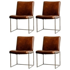 Set of Ten Milo Baughman for Thayer Coggin Chrome Dining Chairs, 1970s