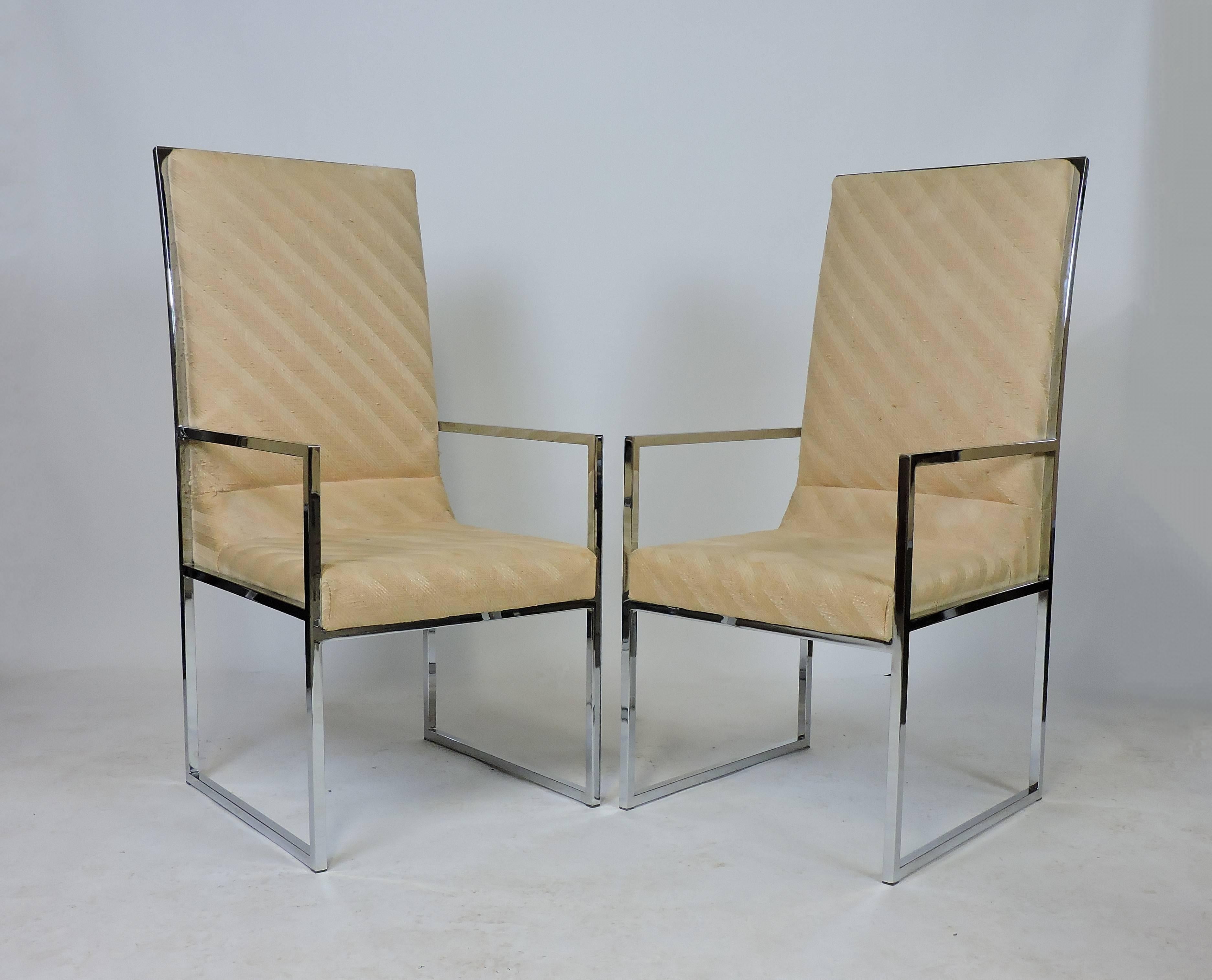 Set of Ten DIA Baughman Style Chrome High Back Mid-Century Modern Dining Chairs  4
