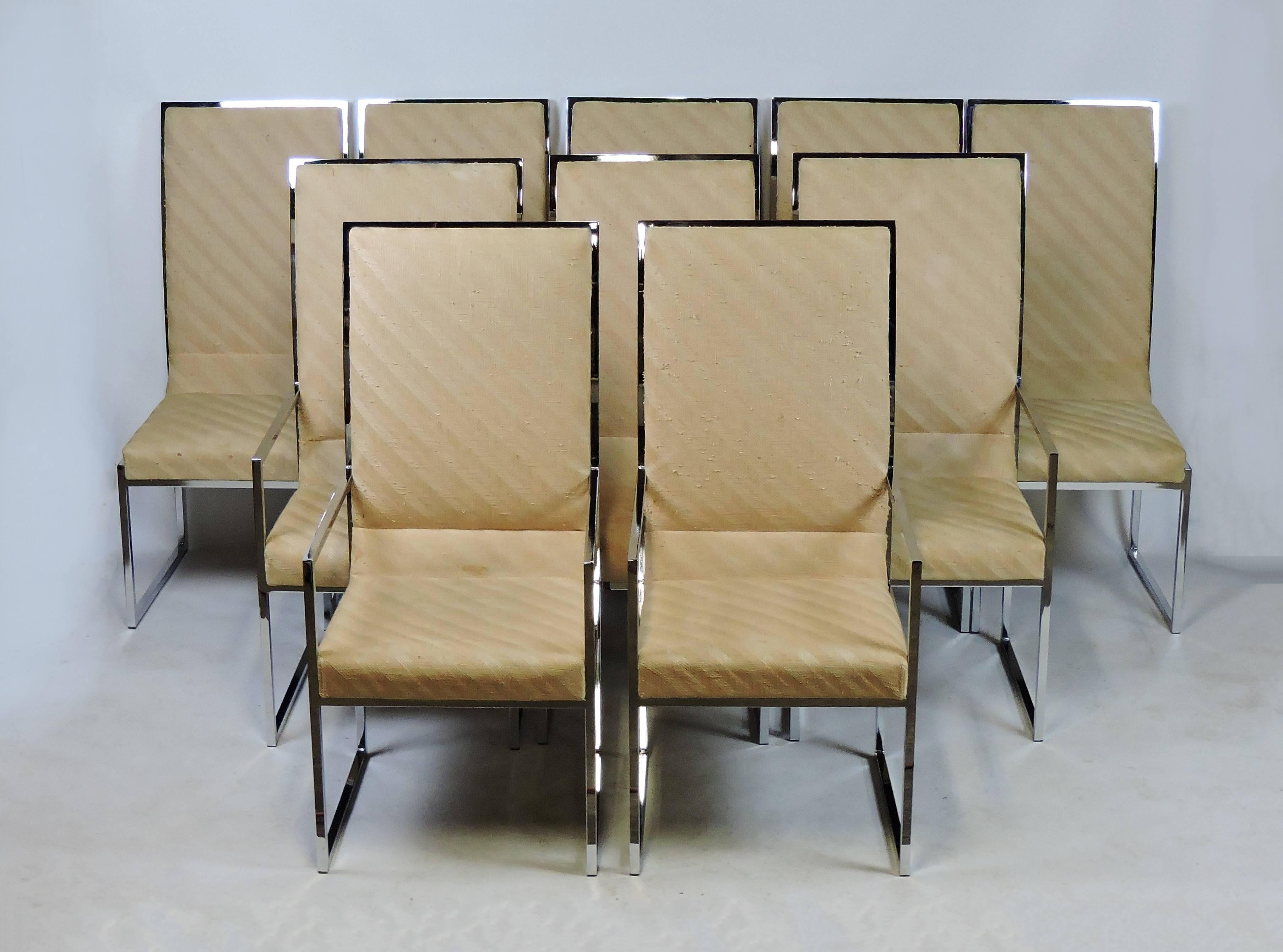 Set of Ten DIA Baughman Style Chrome High Back Mid-Century Modern Dining Chairs  6