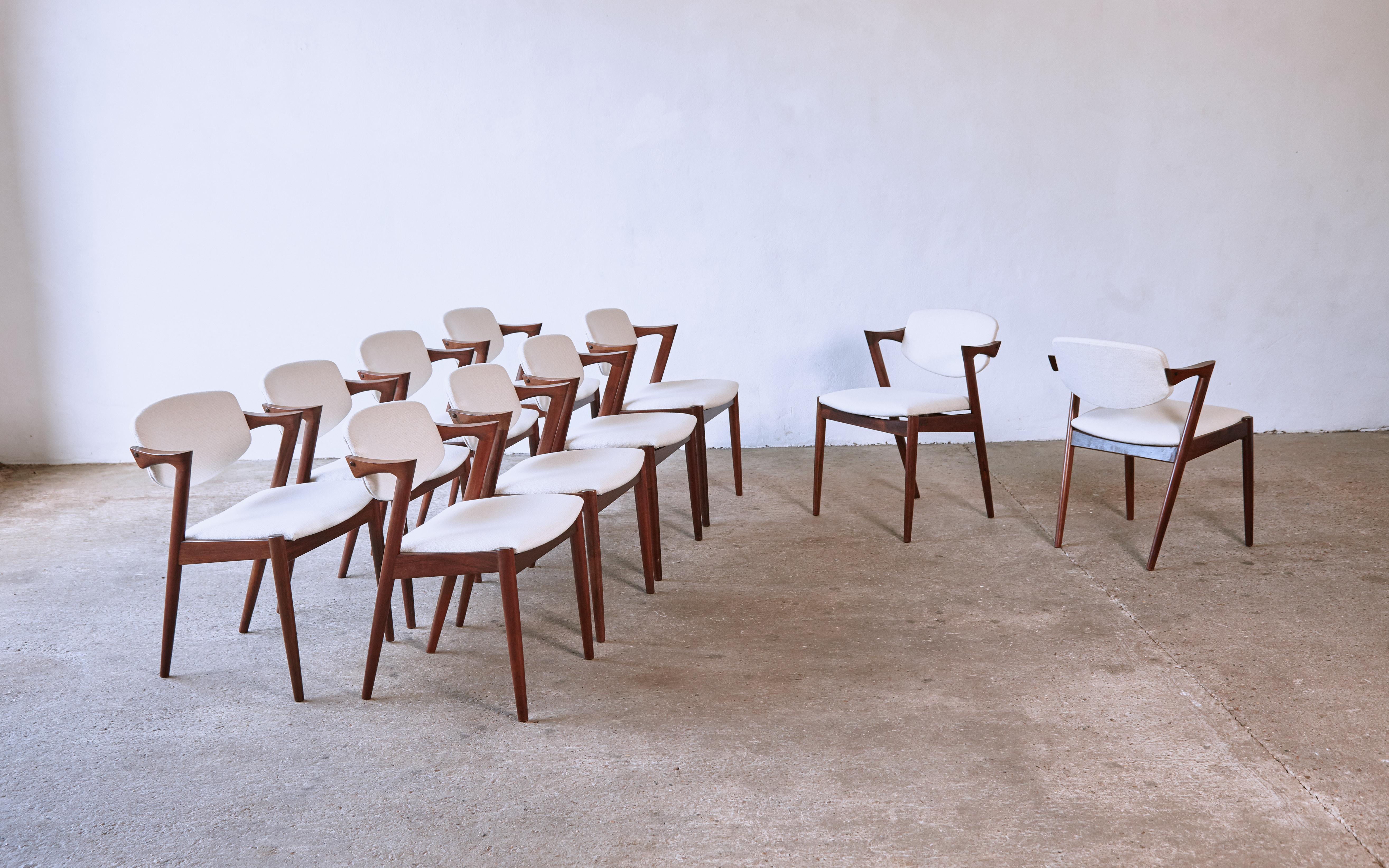 Set of Ten Model 42 Rosewood Dining Chairs by Kai Kristiansen, Denmark, 1960s 3
