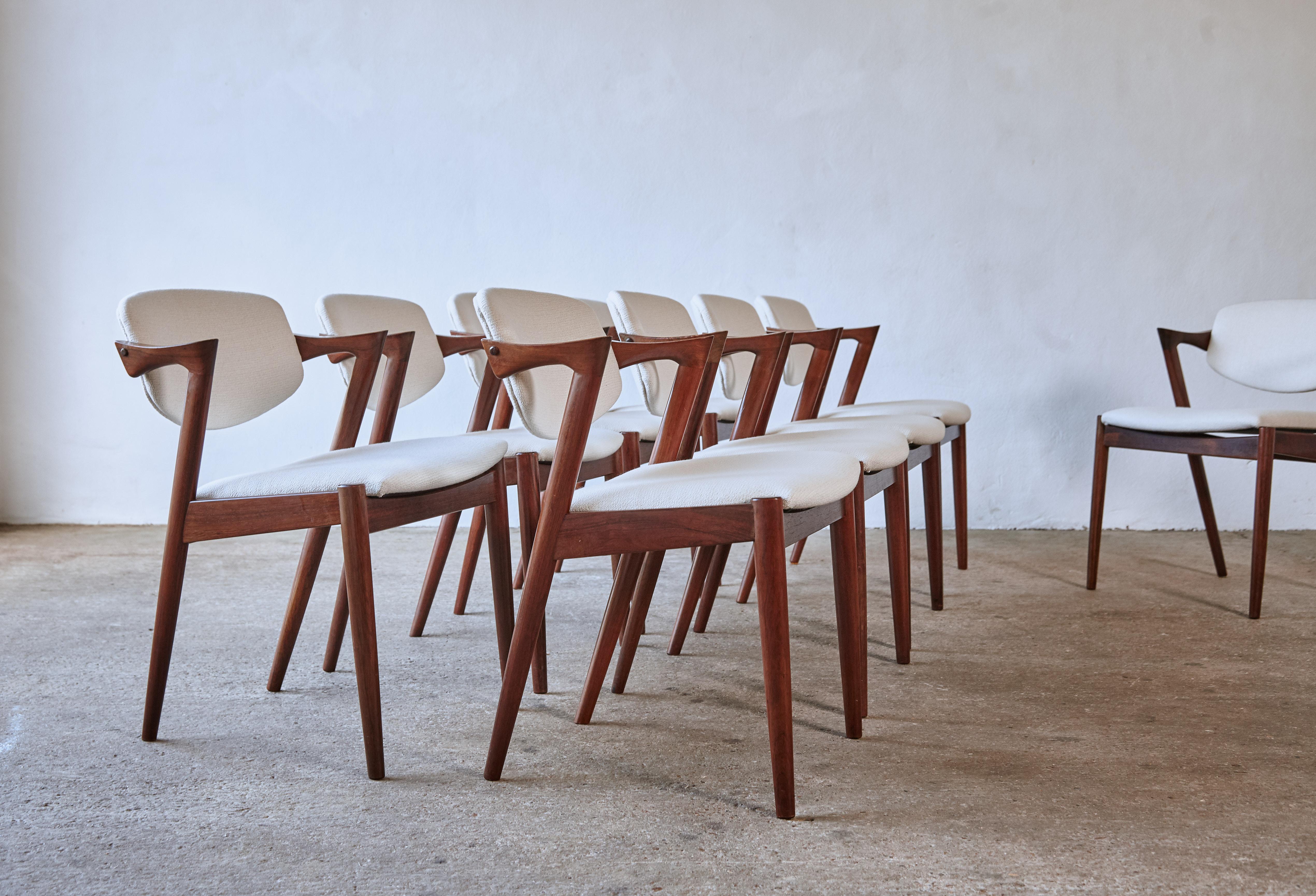 Set of Ten Model 42 Rosewood Dining Chairs by Kai Kristiansen, Denmark, 1960s 1