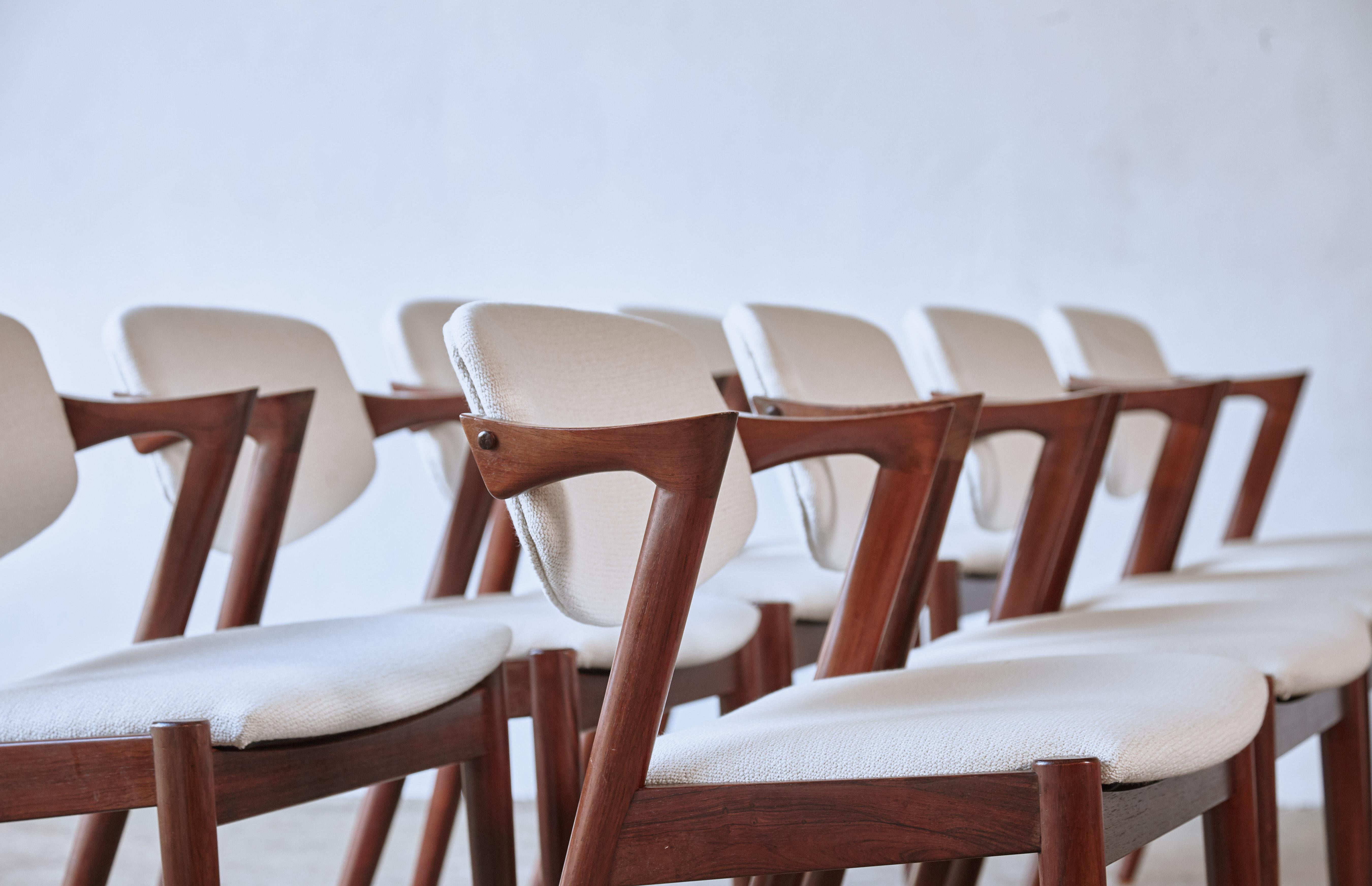 Set of Ten Model 42 Rosewood Dining Chairs by Kai Kristiansen, Denmark, 1960s 2