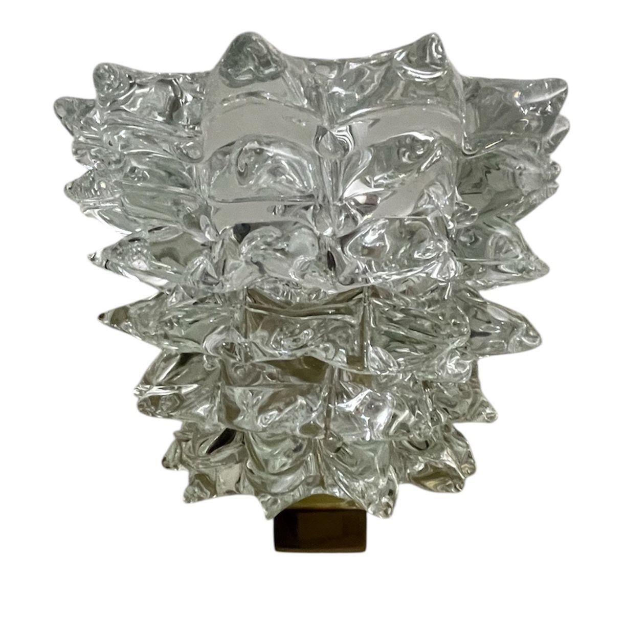 Italian Set of Ten Murano “Rostrate” Glass Sconces Attributed to Barovier e Toso, 1970's For Sale