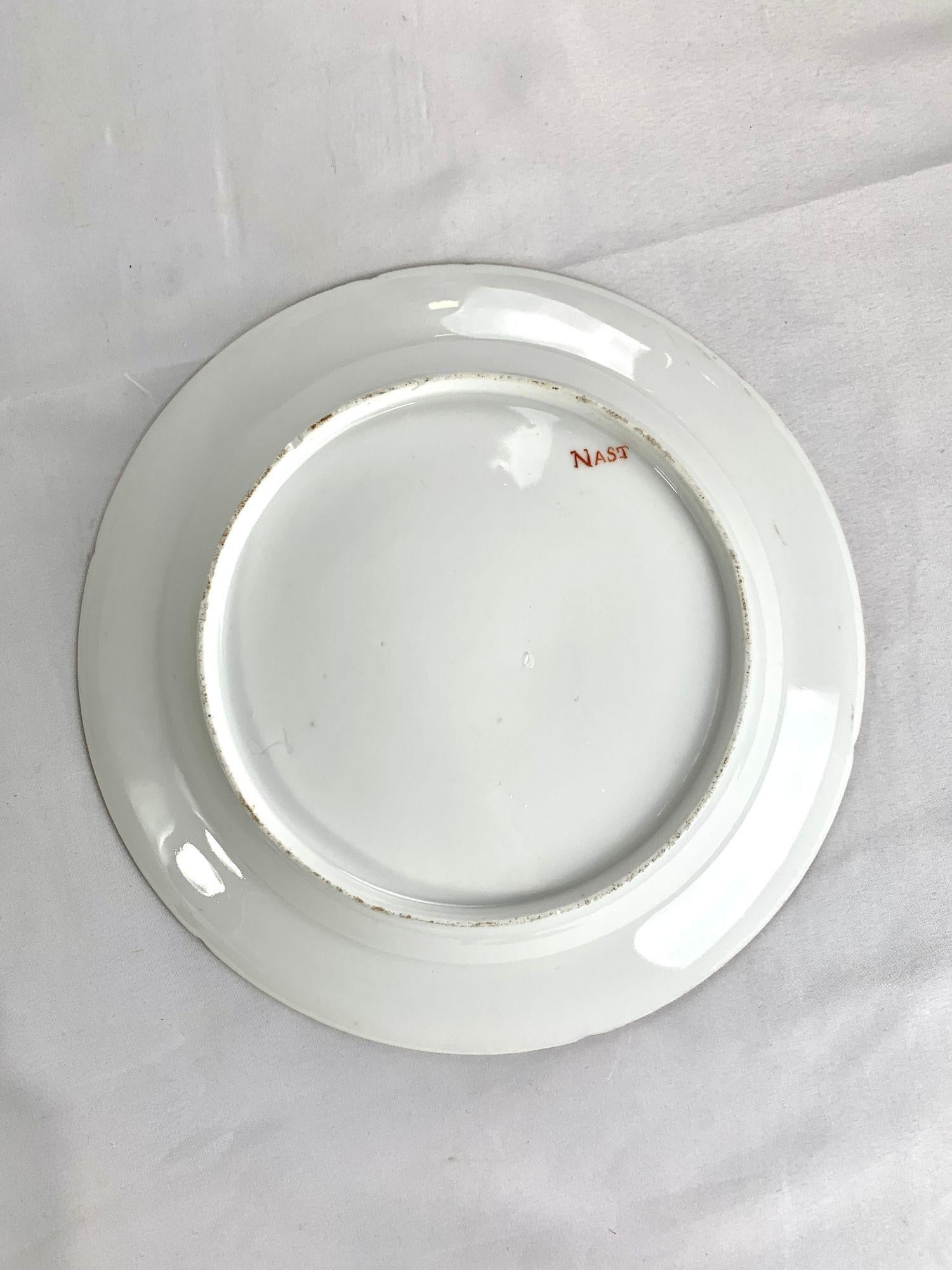 Juego de 10 platos hondos de porcelana napoleónica de Nast con decoración imperial francesa en venta 6