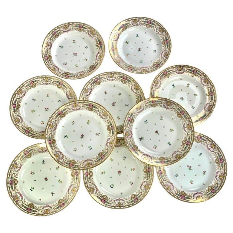 Juego de 10 platos hondos de porcelana napoleónica de Nast con decoración imperial francesa Imperio en venta