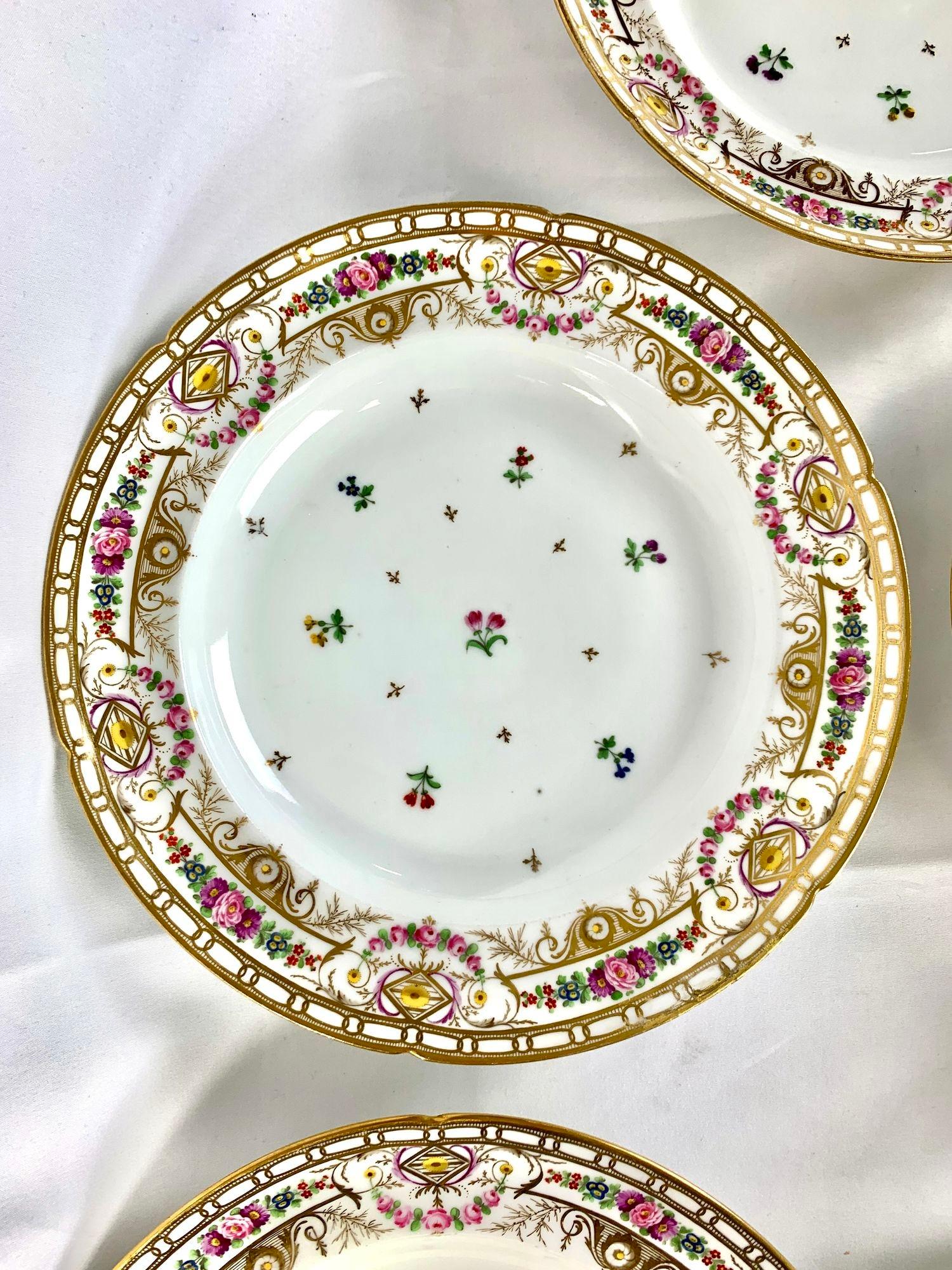 Juego de 10 platos hondos de porcelana napoleónica de Nast con decoración imperial francesa siglo XIX en venta
