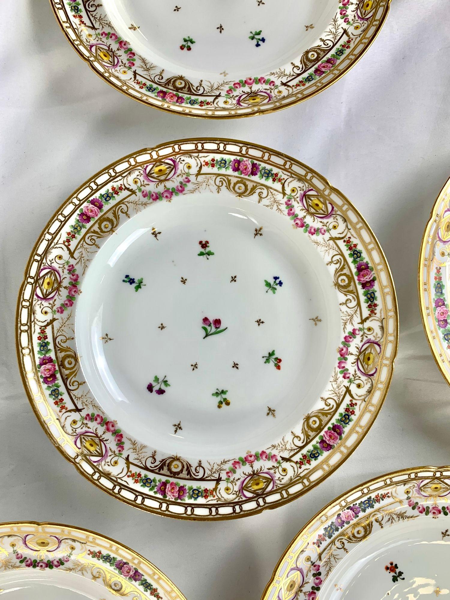 Juego de 10 platos hondos de porcelana napoleónica de Nast con decoración imperial francesa Porcelana en venta