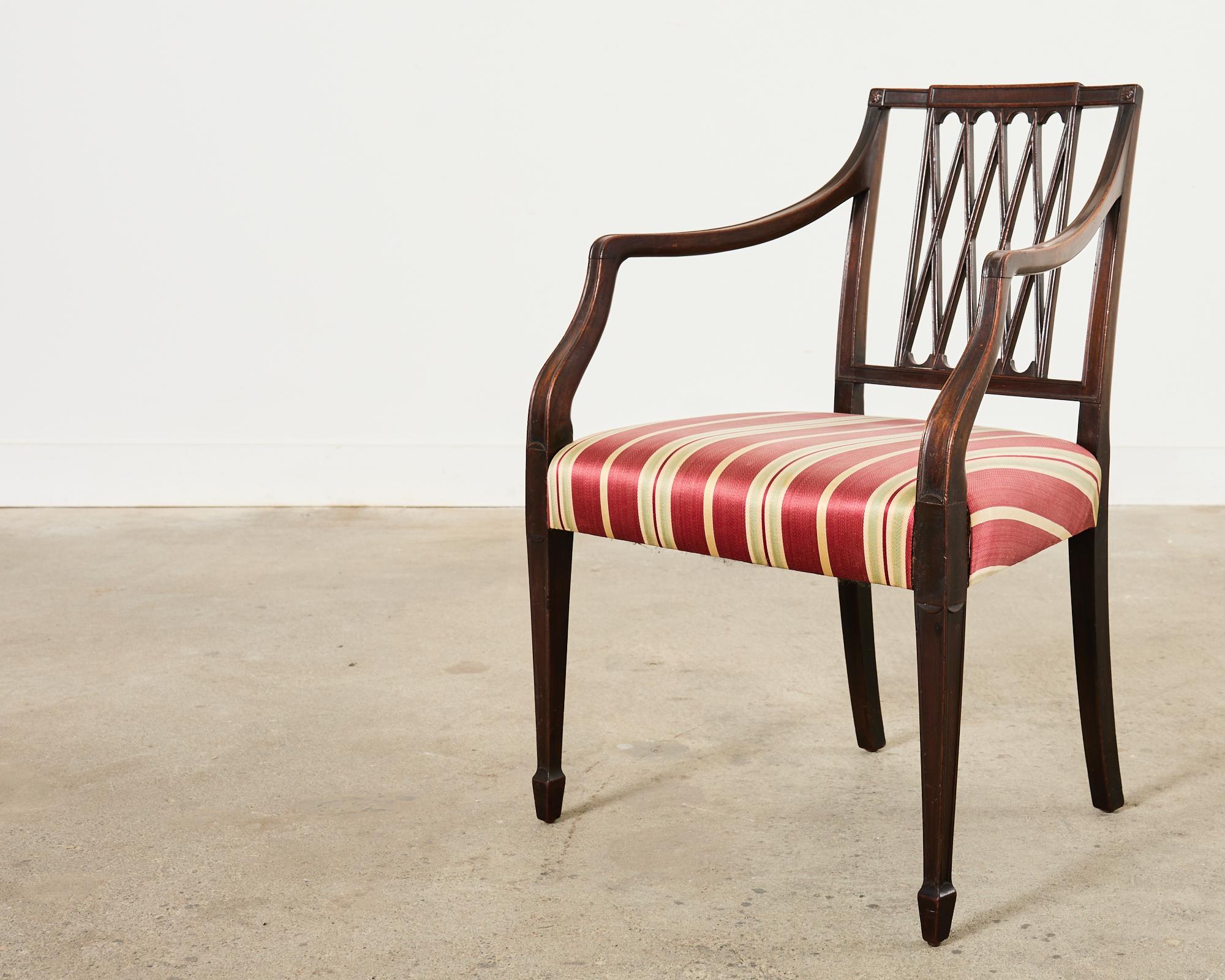 Set of Ten Neoclassical English Regency Style Mahogany Dining chairs 7