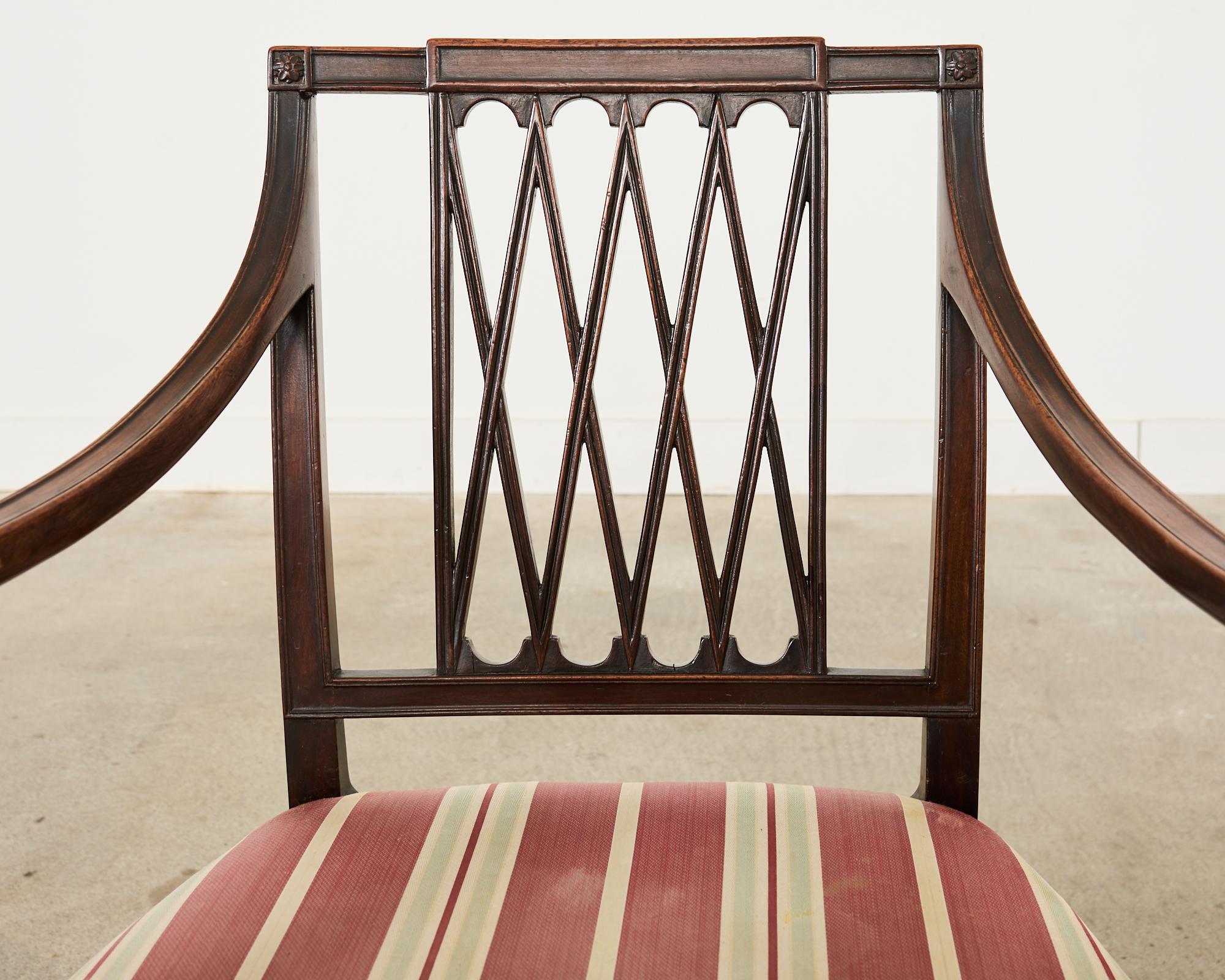 Set of Ten Neoclassical English Regency Style Mahogany Dining chairs 8