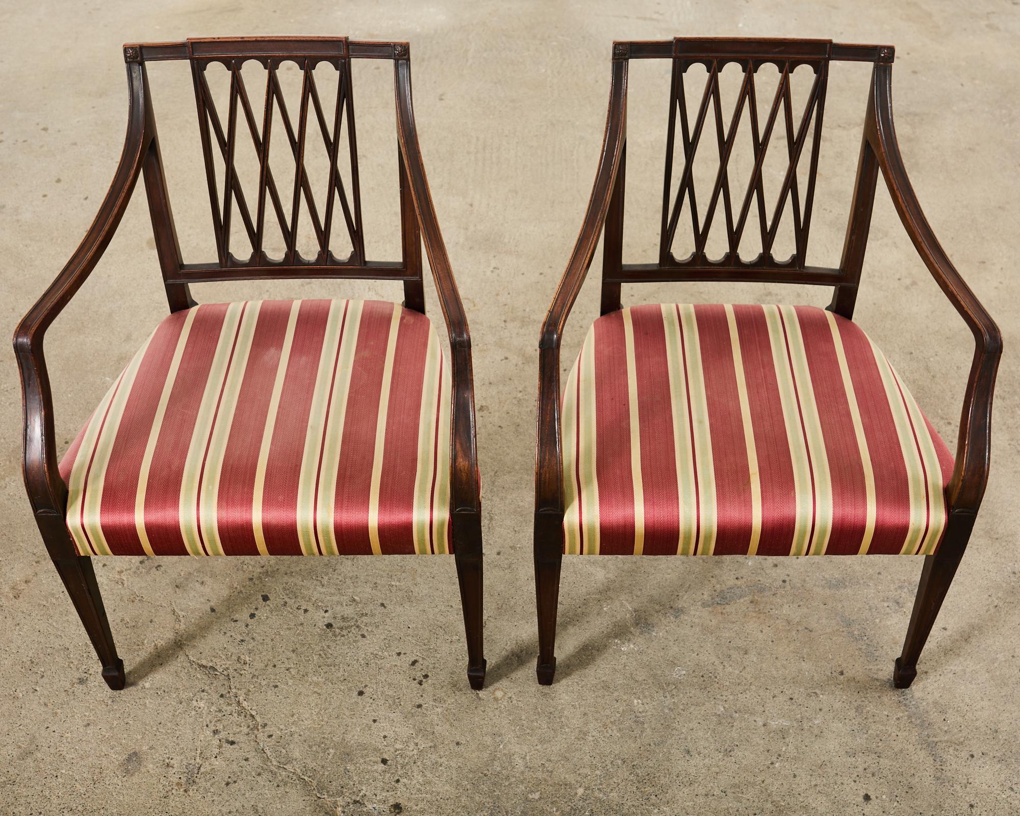 19th Century Set of Ten Neoclassical English Regency Style Mahogany Dining chairs