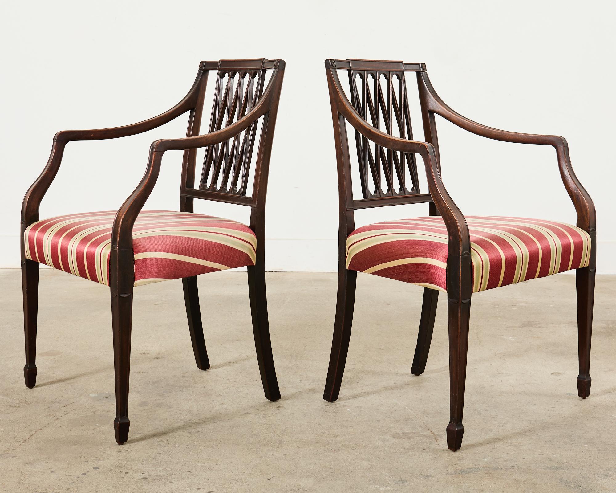 Set of Ten Neoclassical English Regency Style Mahogany Dining chairs 1