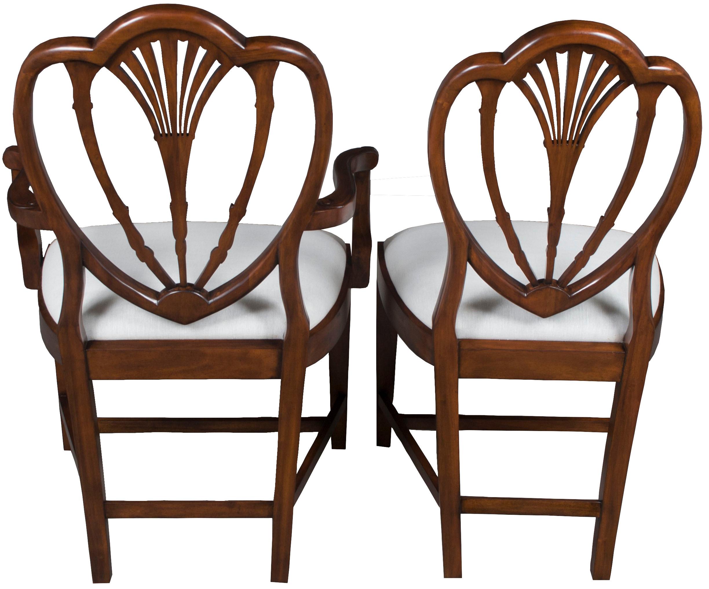 Contemporary Set of Ten New Hepplewhite Style Mahogany Shield Back Dining Room Chairs For Sale