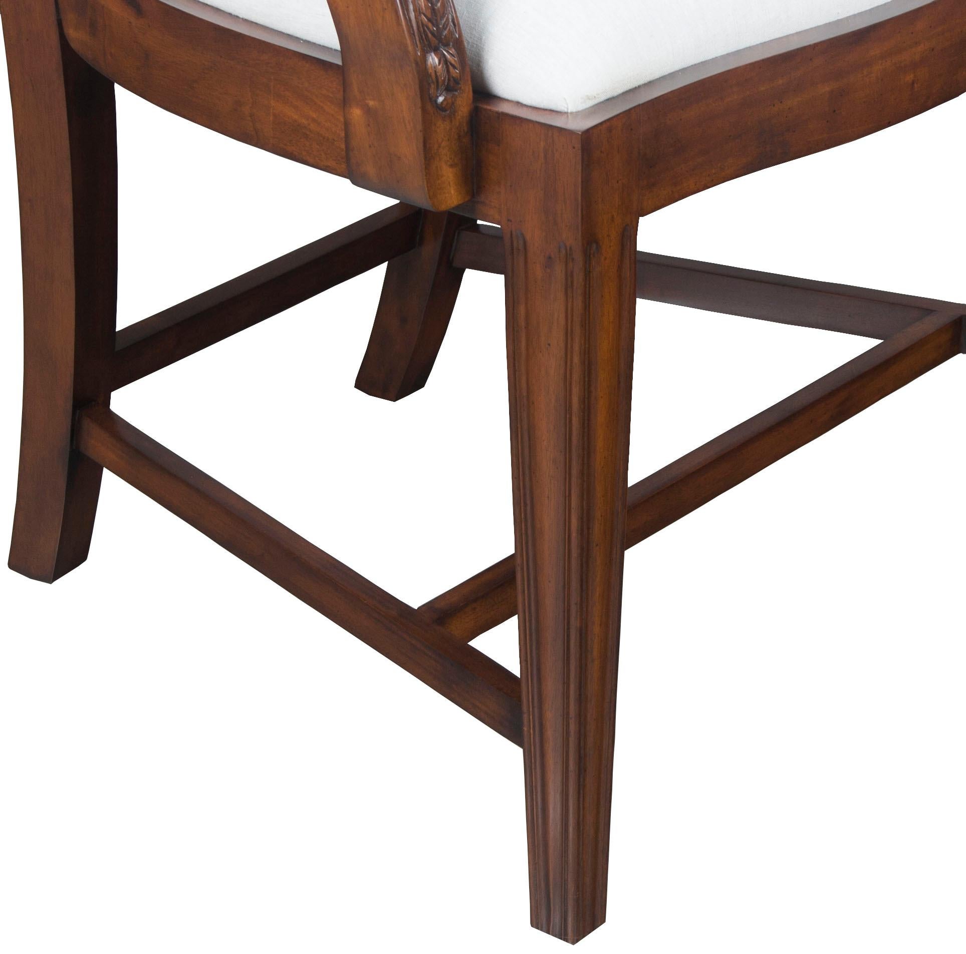 Set of Ten New Hepplewhite Style Mahogany Shield Back Dining Room Chairs For Sale 3