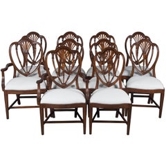 Set of Ten New Hepplewhite Style Mahogany Shield Back Dining Room Chairs