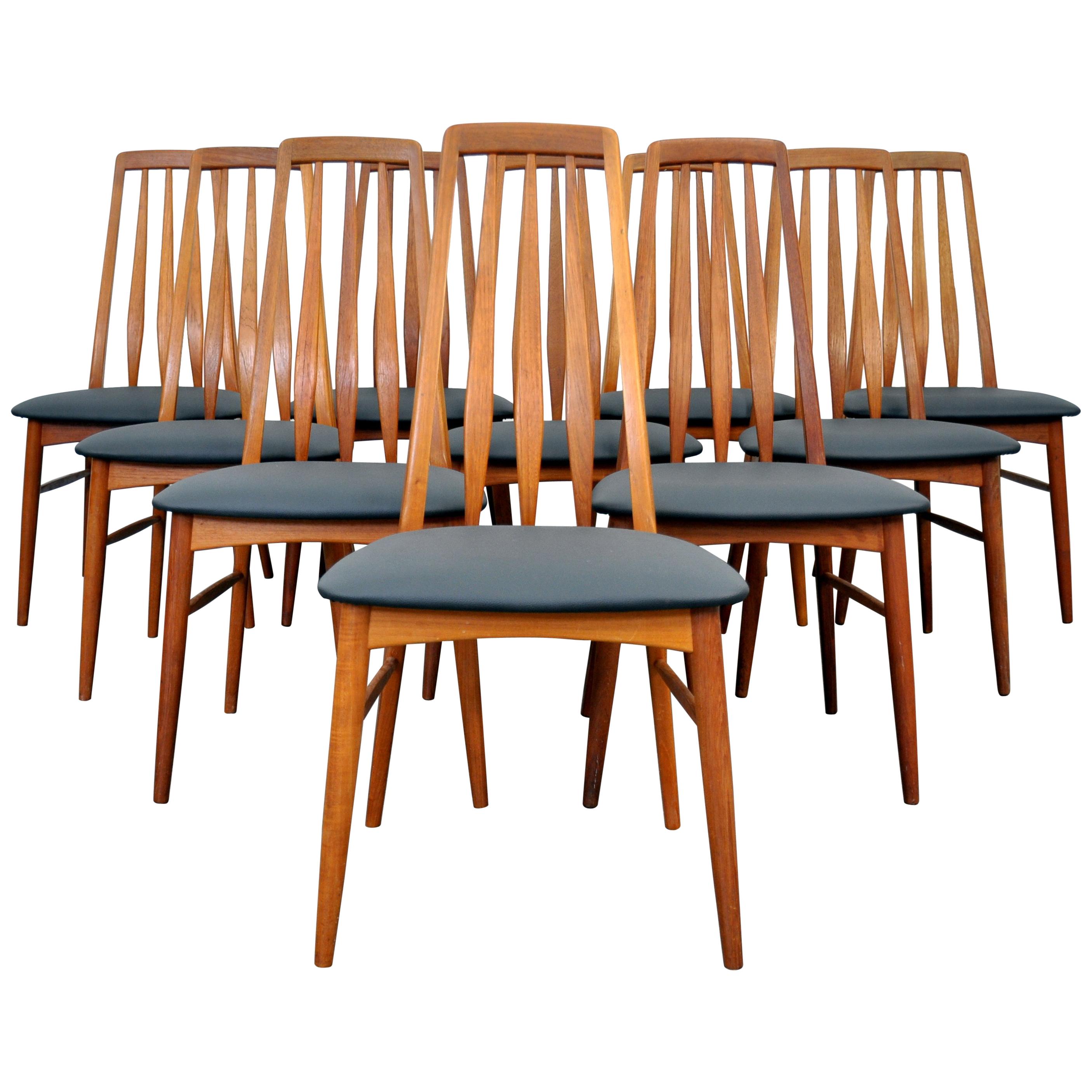Set of Ten Niels Koefoed Teak Eva Dining Chairs